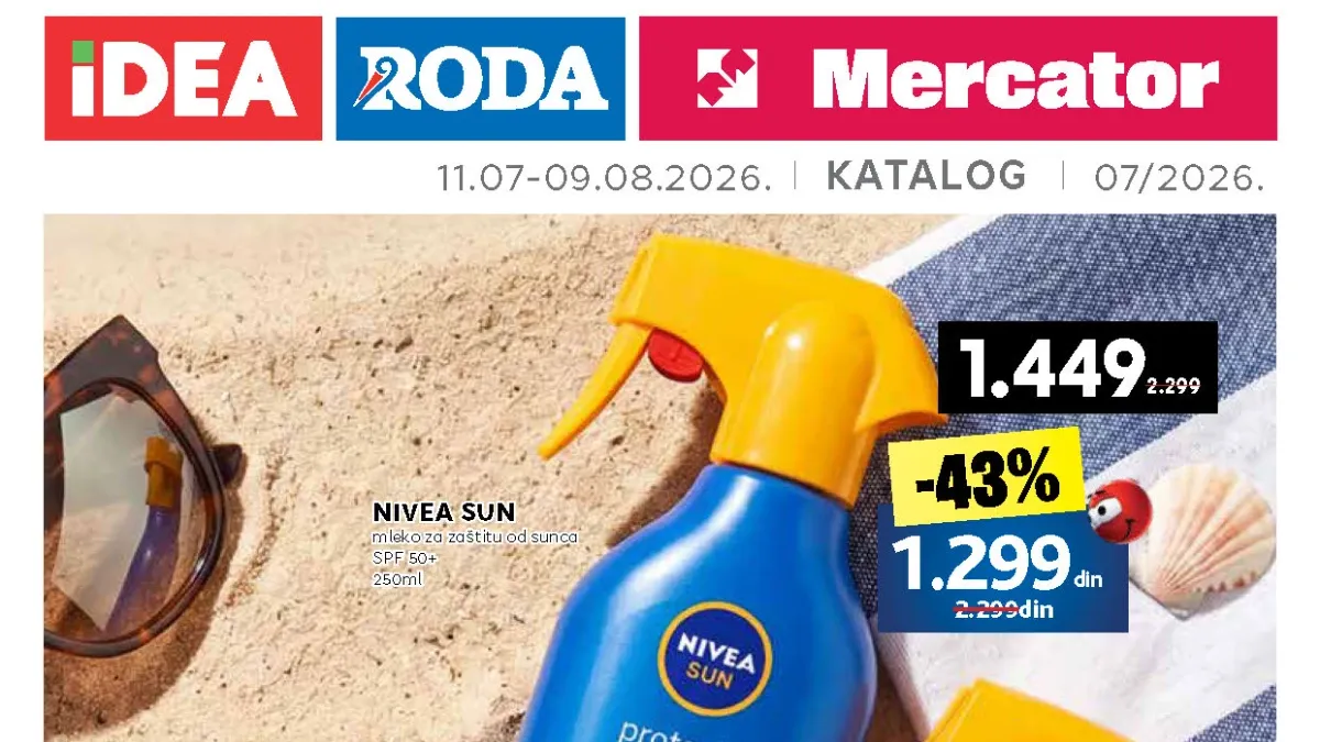 IDEA, Roda i Mercator katalog od 11.07. do 09.08.2026. – popusti do 62% na kozmetiku, proizvode za negu, bebe i kućnu hemiju