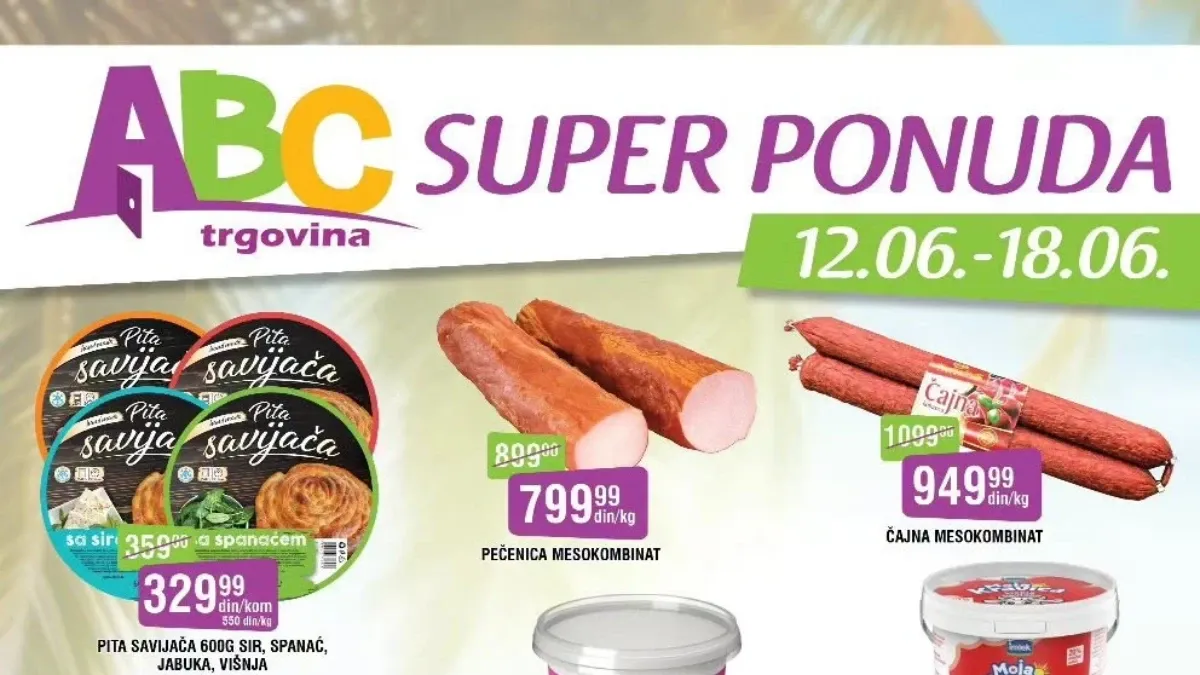 ABC Super ponuda od 12.06. do 18.06.2026 – pečenica, čajna kobasica, pavlaka, pirinač, Pepsi i Persil na akciji