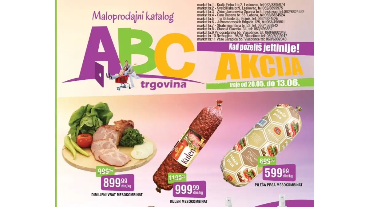 ABC akcija do 44% – mesne prerađevine, slatkiši i kućna hemija na sniženju do 13.06.2026