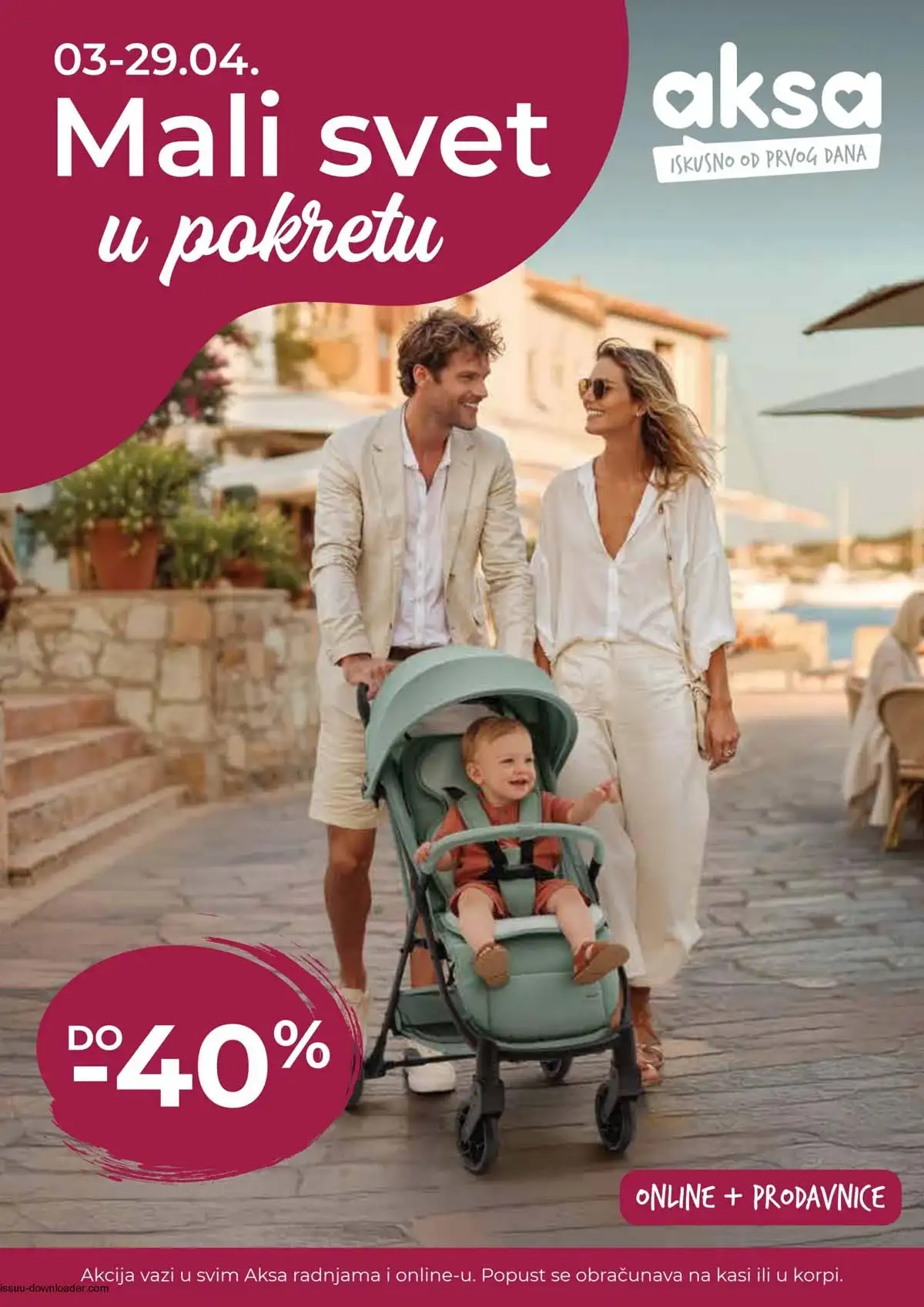 AKSA sniženja do 40% mali svet u pokretu – kolica, oprema i garderoba za decu do 29.04.2026