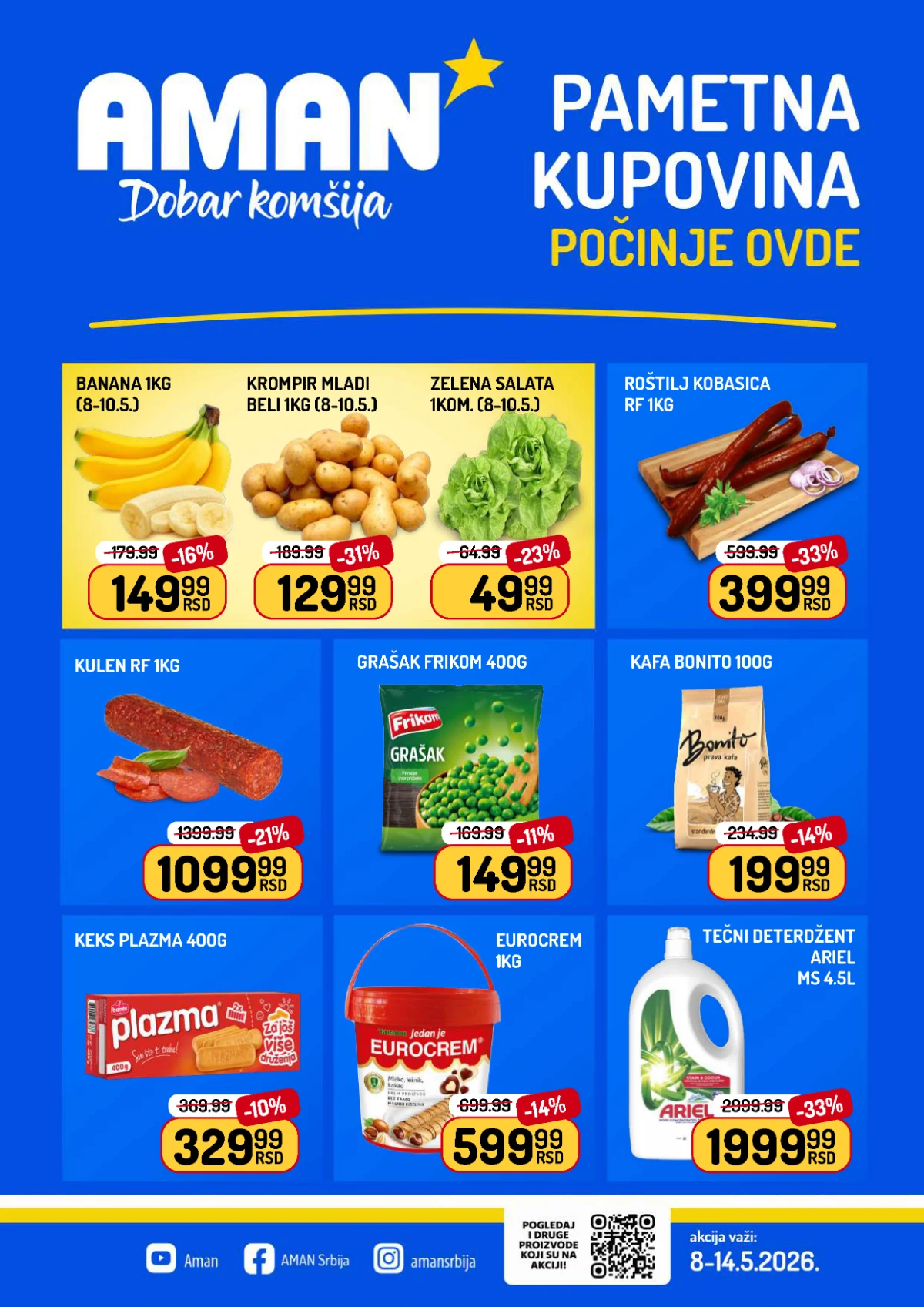Aman nedeljna akcija katalog sniženja do 14.05.2026 meso piće kafa i kućna hemija