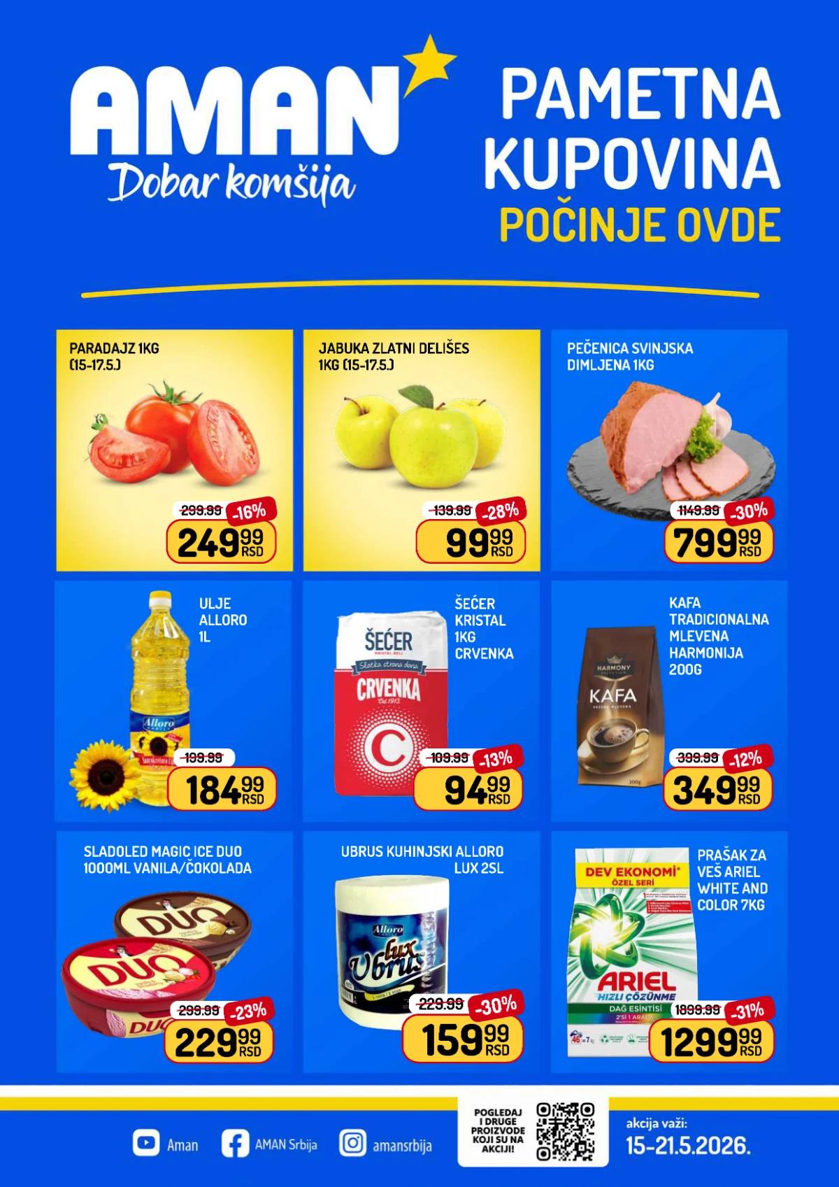 Aman nedeljna akcija katalog sniženja 15–21.05.2026 meso Plazma Coca-Cola i kućna hemija