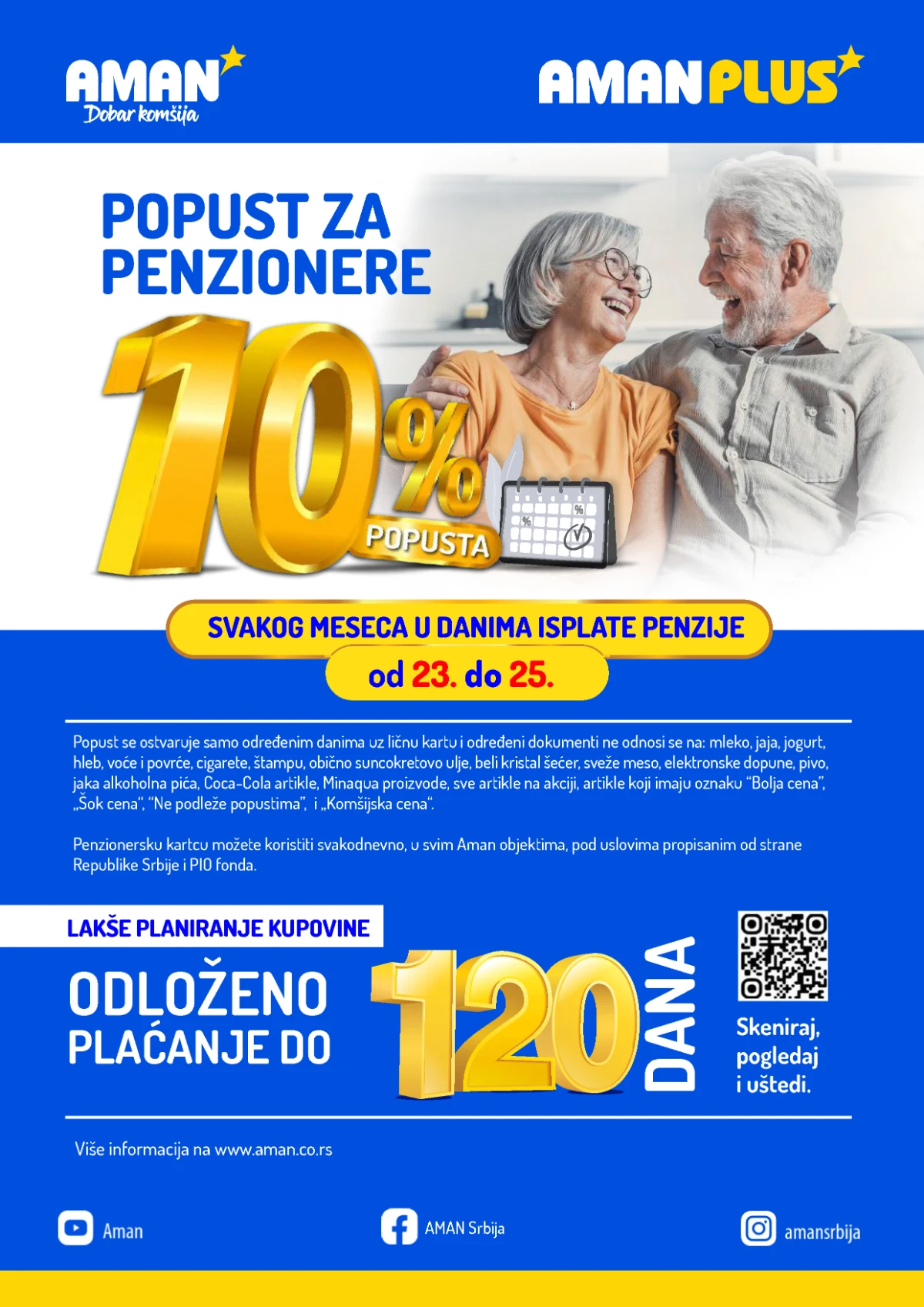 Aman Plus popust za penzionere i odloženo plaćanje do 120 dana