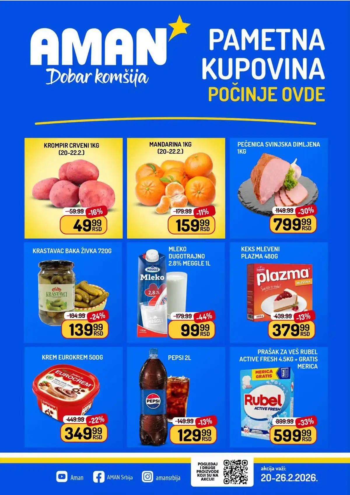 Aman nedeljna akcija katalog strana 1 – velika sniženja prehrane i kućnih proizvoda do 26. februara 2026.