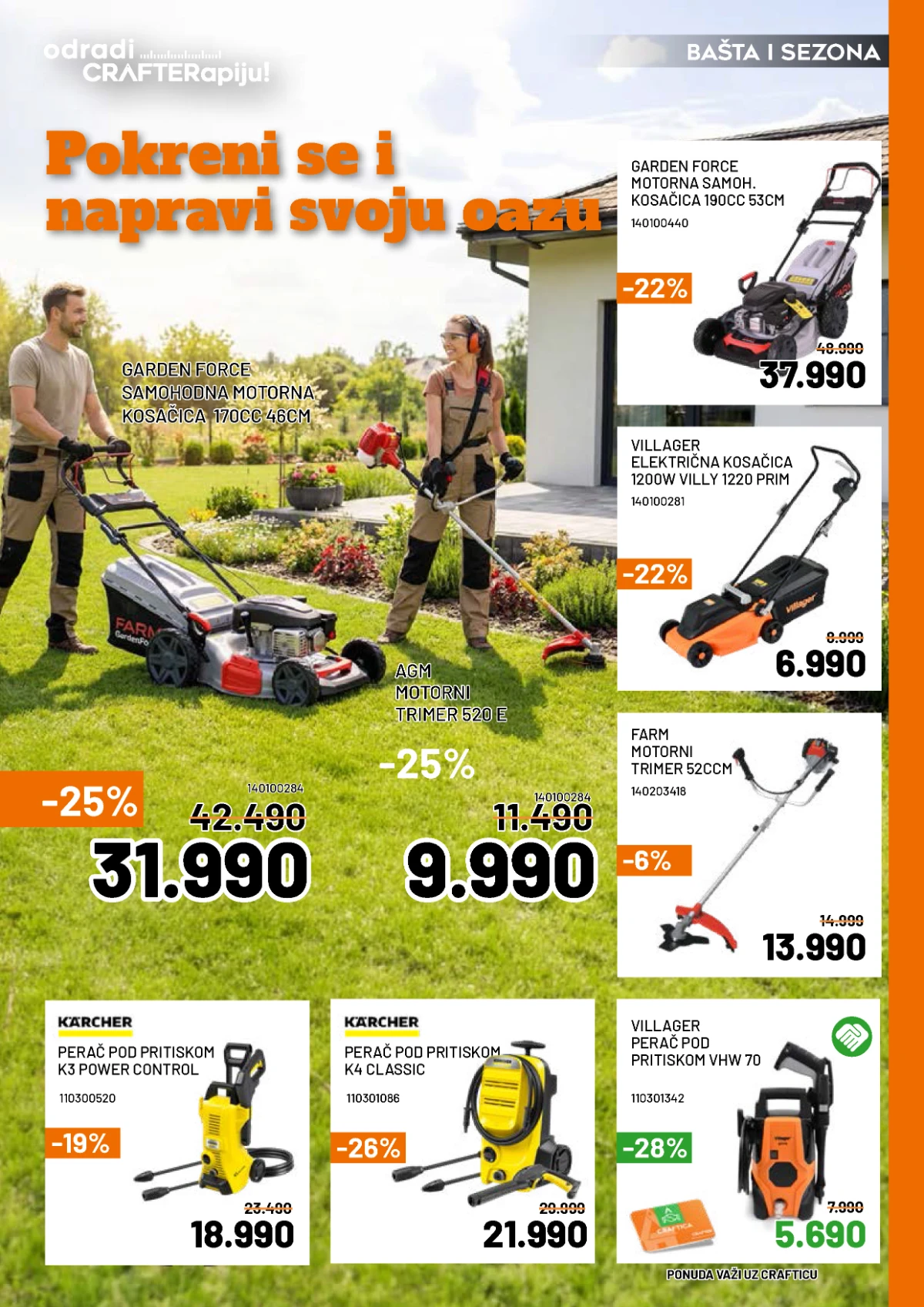Crafter katalog maj 2026 kosilice trimeri perači pod pritiskom sniženje Srbija