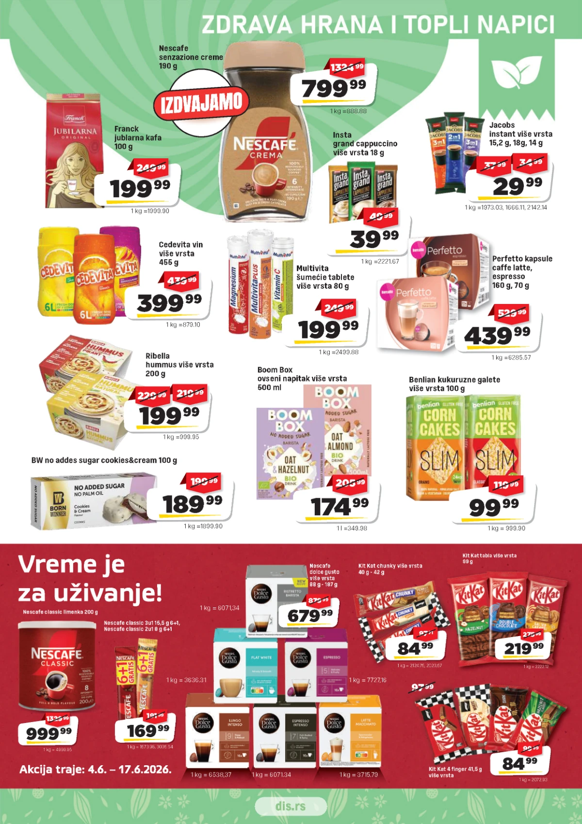 DIS katalog strana 9 – zdrava hrana i topli napici na akciji