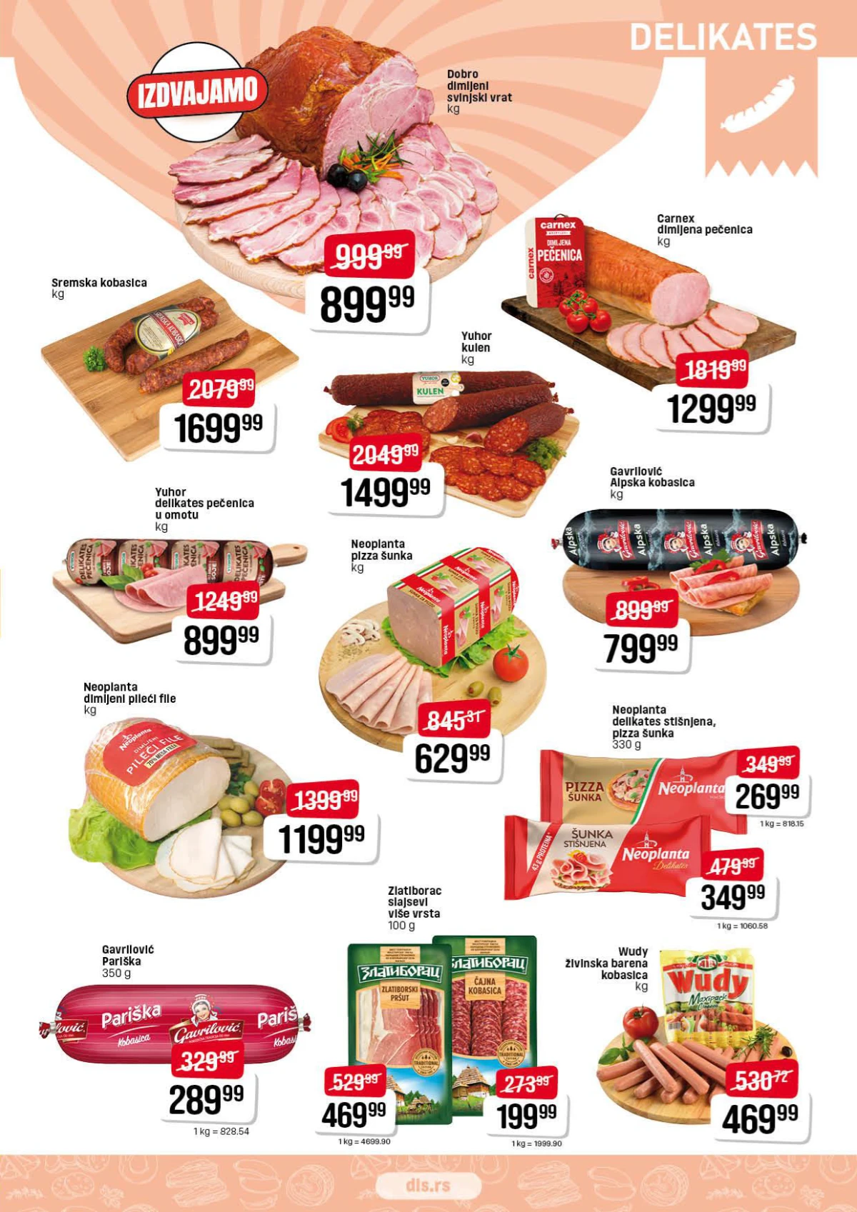 DIS delikates katalog maj 2026 – šunke, kobasice i pečenice na sniženju