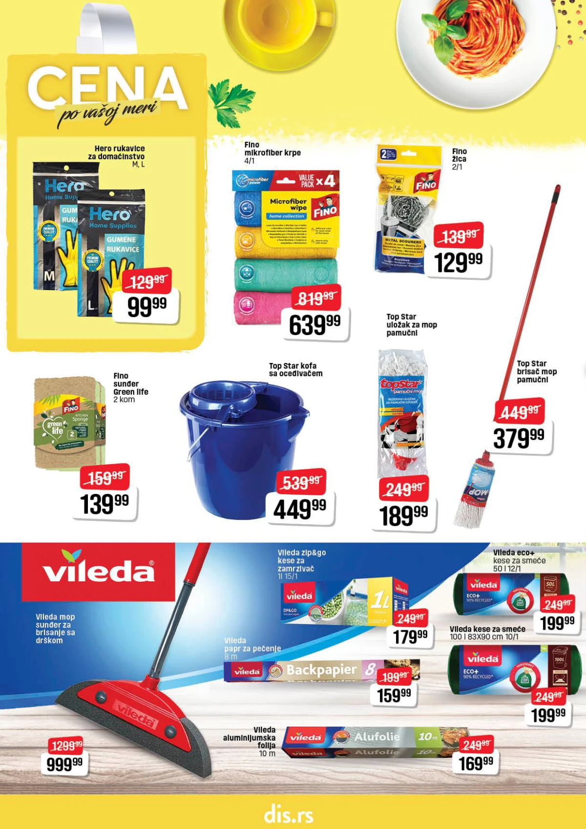 DIS katalog sredstva za domaćinstvo maj 2026 Vileda mop kese za smeće i Fino proizvodi