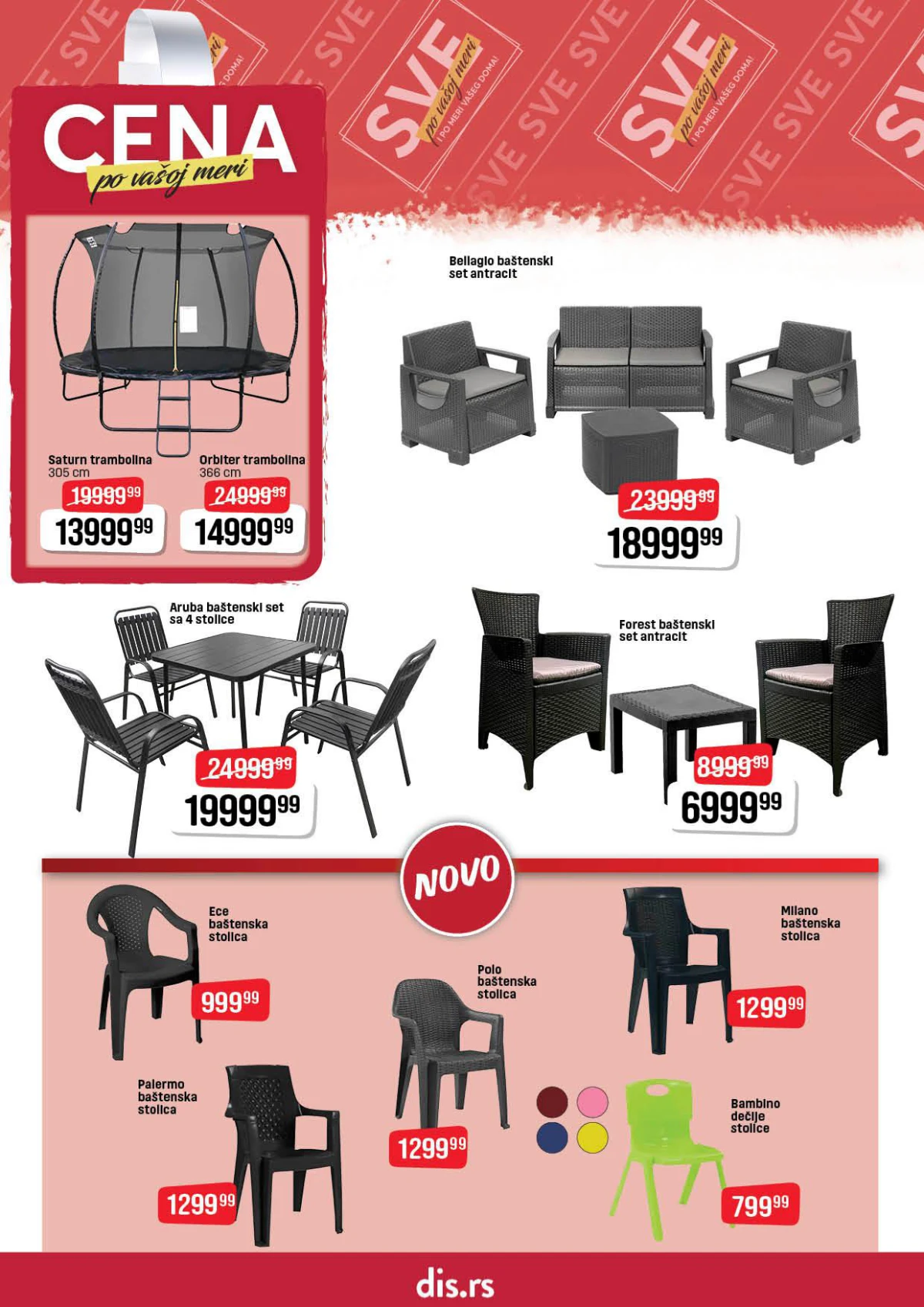 DIS katalog baštenski nameštaj maj 2026 stolice garniture trampoline i setovi za dvorište