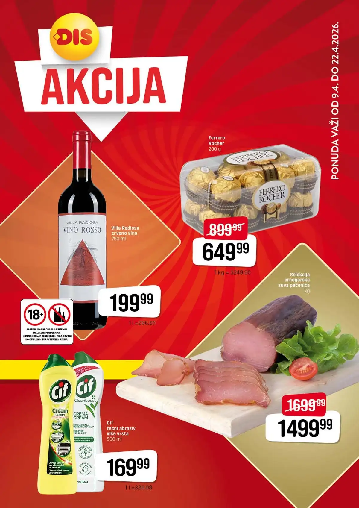 DIS katalog nova sniženja april 2026 strana 1 prehrana piće kućne potrepštine Srbija