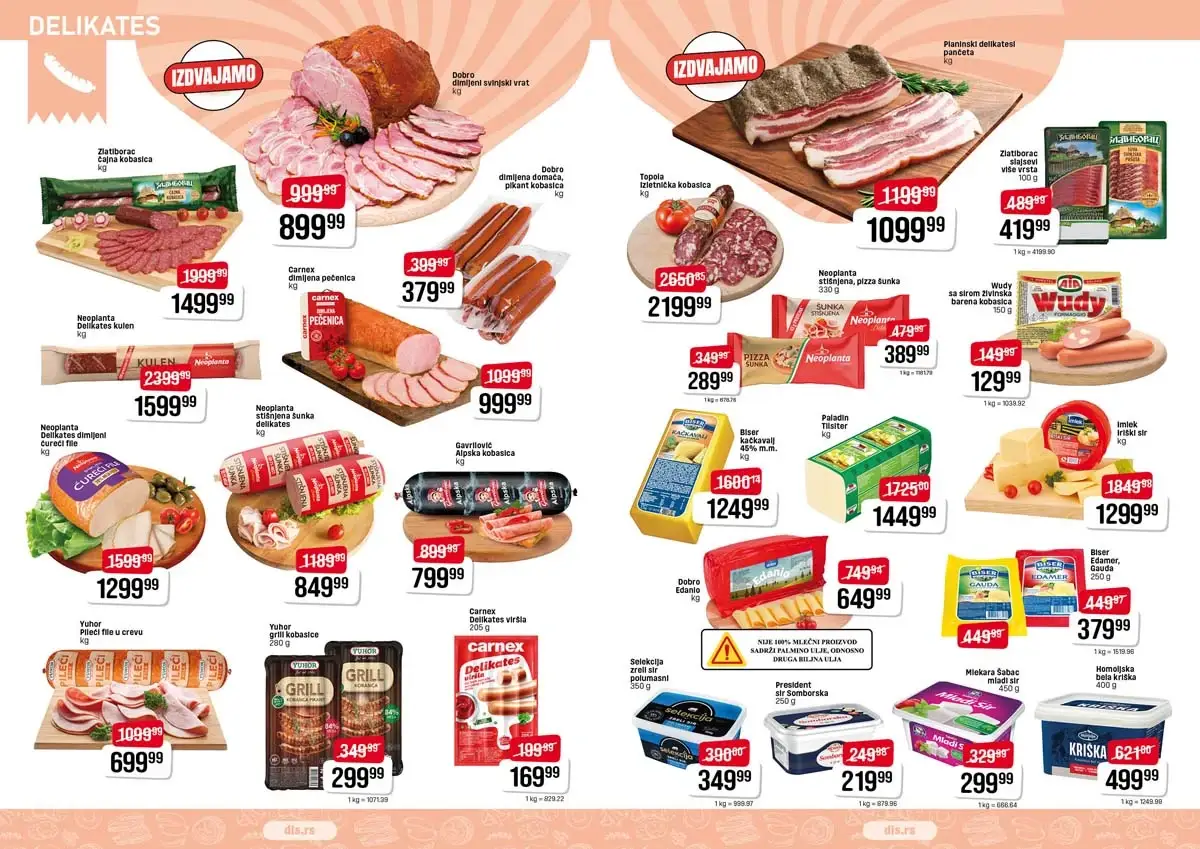 DIS katalog akcija april 2026 strana 2 DIS katalog sniženja april 2026 strana 2 prehrana i kućne potrepštine Srbija