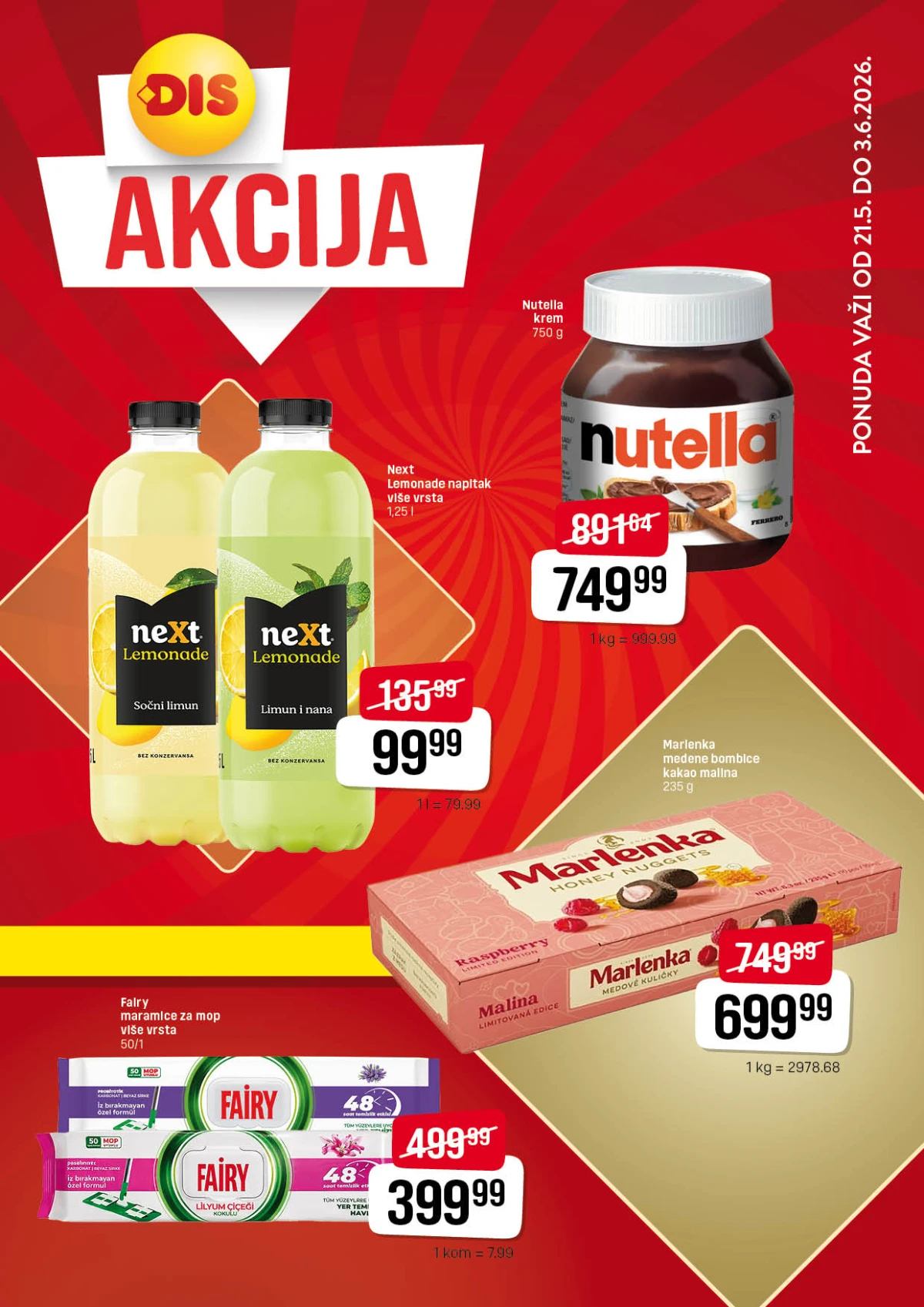 DIS katalog maj i jun 2026 – prehrana, piće, slatkiši i kućni proizvodi na akciji do 03.06.2026