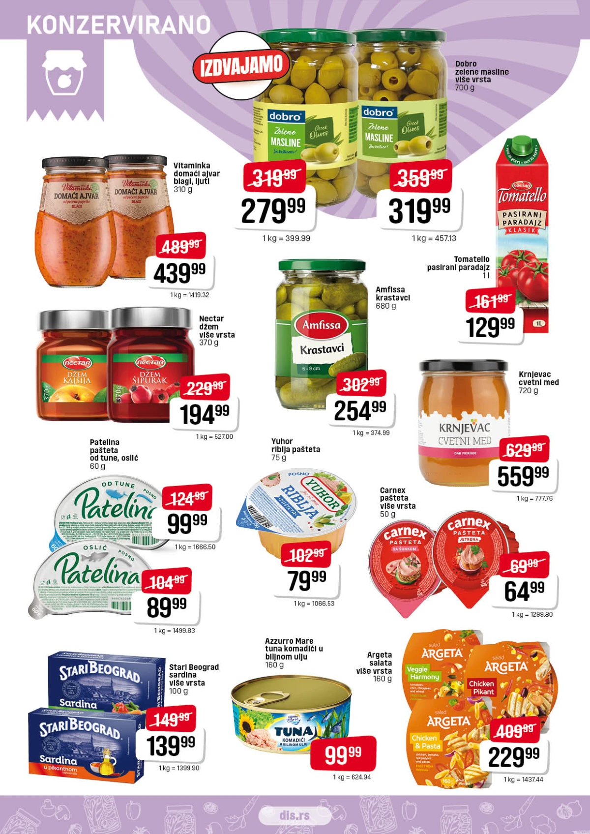 DIS katalog ajvar, masline, paštete i tunjevina na akciji maj i jun 2026