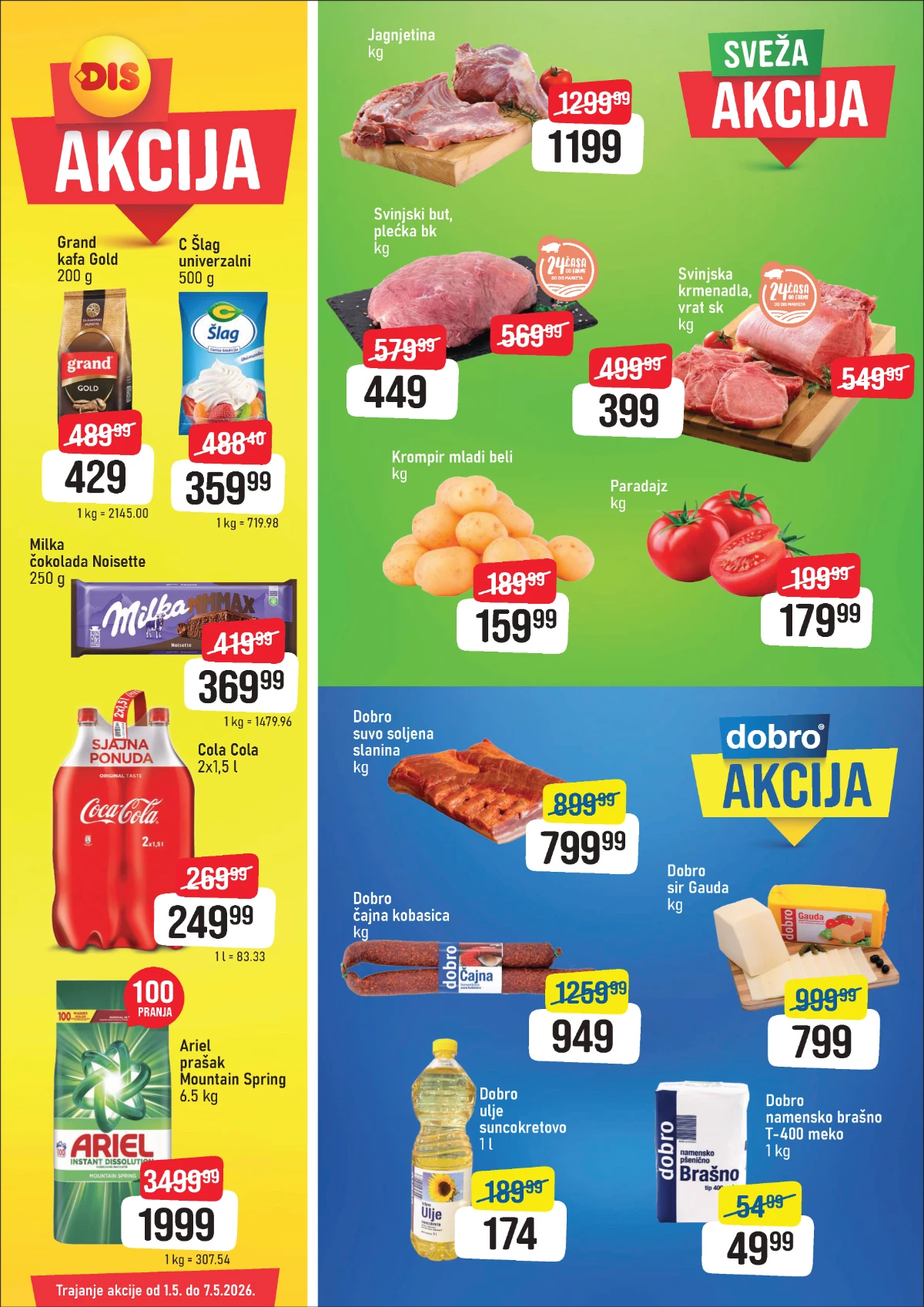 DIS nedeljna akcija katalog sniženja prehrane, pića i kućnih proizvoda do 07. maja 2026.