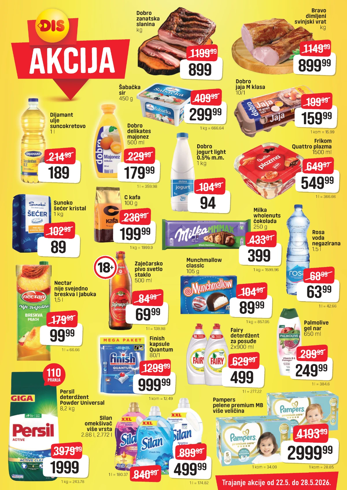 DIS katalog strana 2 – kafa, sladoled, čokolade i kućna hemija na sniženju do 28.05.2026.
