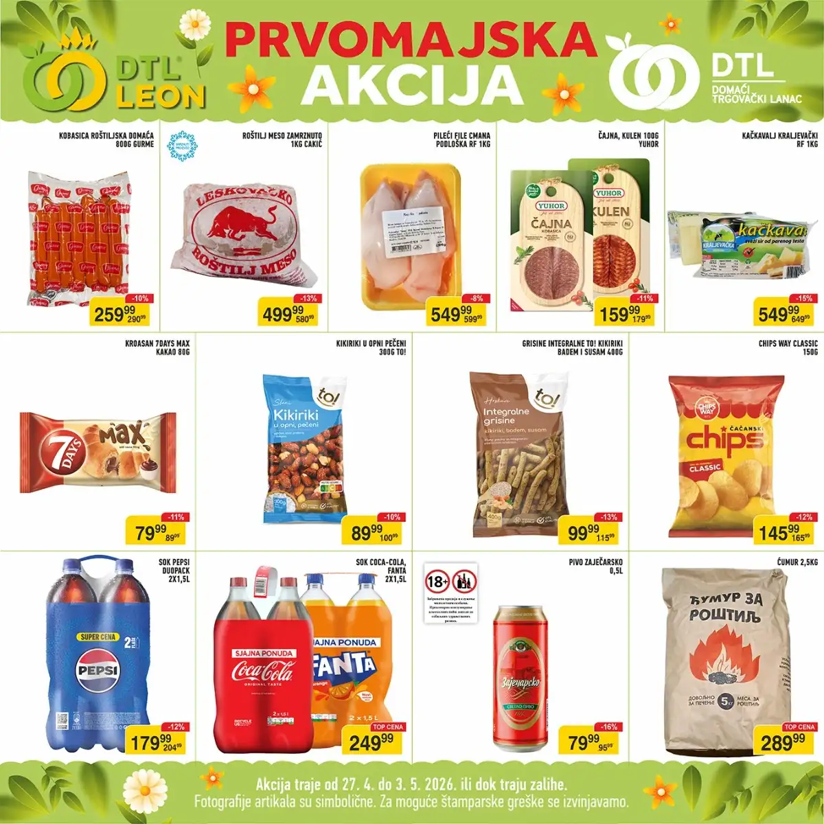 Leon Market Prvomajska akcija do 03.05.2026 – prehrana, piće i kućne potrepštine po akcijskim cenama Srbija
