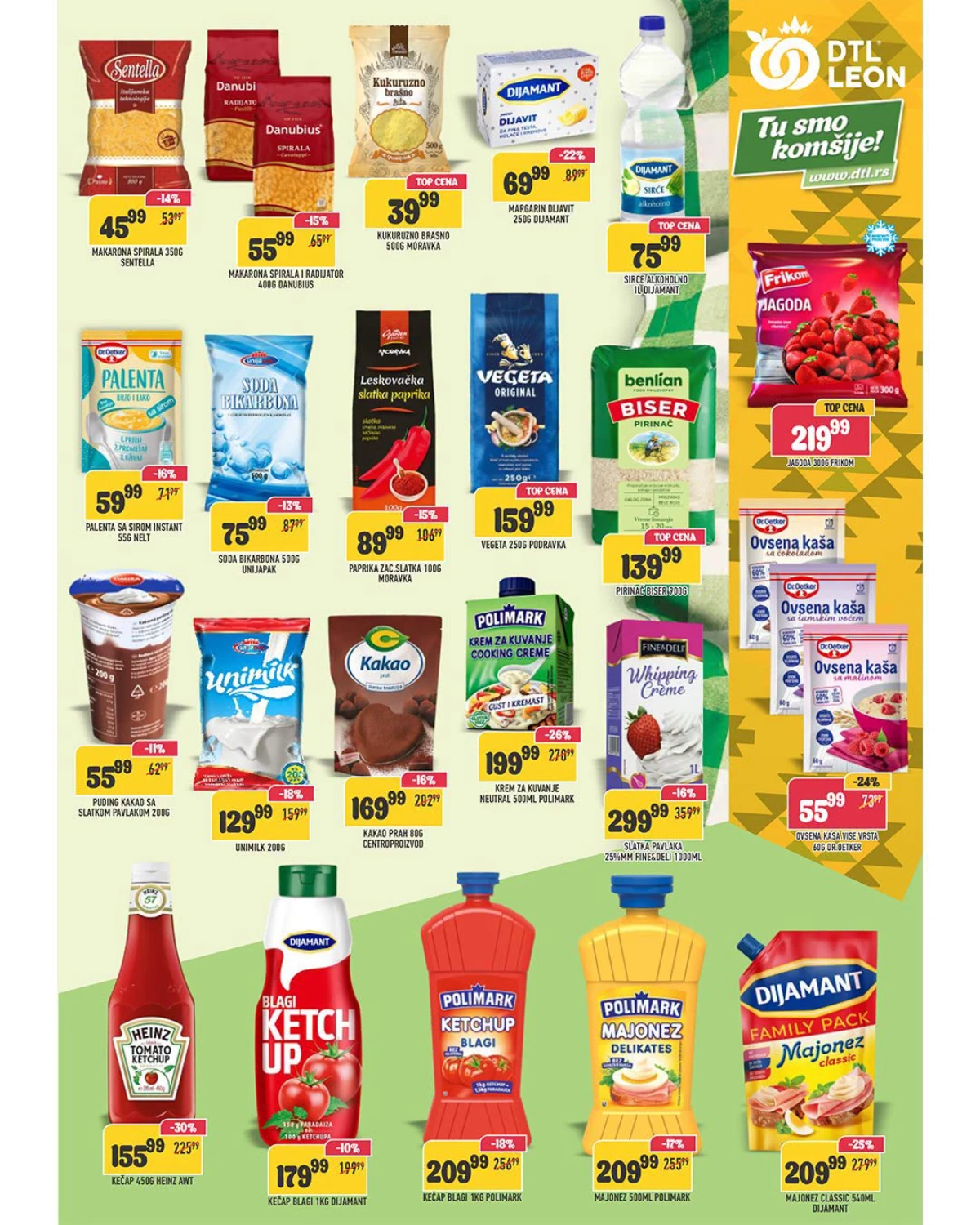 DTL Leon katalog strana 5 – testenina, brašno, pirinač, kečap, majonez i kuhinjski proizvodi