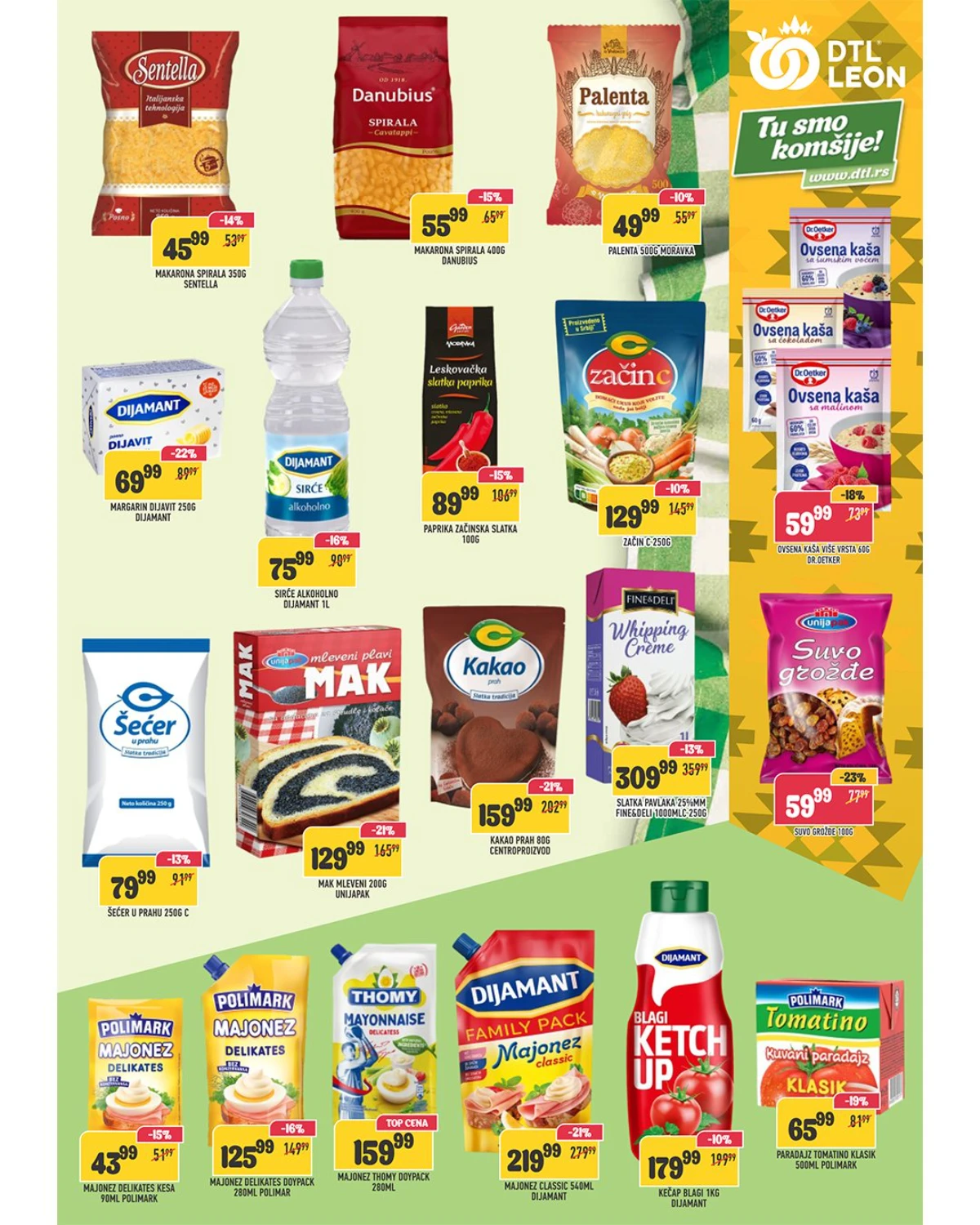 DTL Leon katalog strana 5 – testenina, majonez, kakao i začini po akcijskim cenama