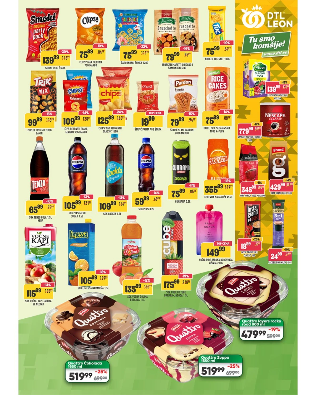 DTL Leon katalog strana 7 – Chipsy, Pepsi, Cockta, kafa i sokovi po TOP cenama