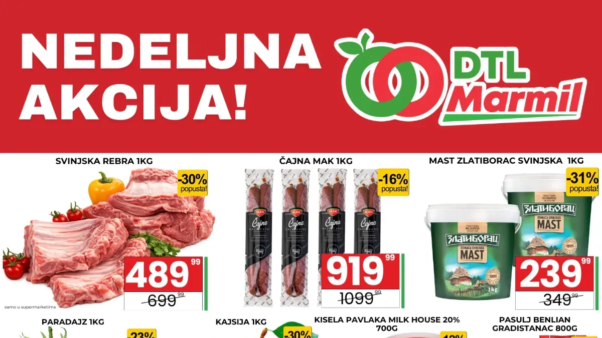 DTL Marmil nedeljna akcija od 10. do 16.07.2026 sa akcijskim cenama mesa, voća, slatkiša, pića i kućne hemije