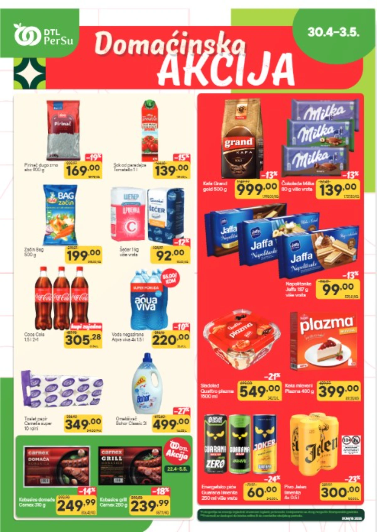 Persu akcija – Grand kafa 999 RSD, Jaffa 99 RSD, Plazma, Coca-Cola i pivo na sniženju do 03.05.2026
