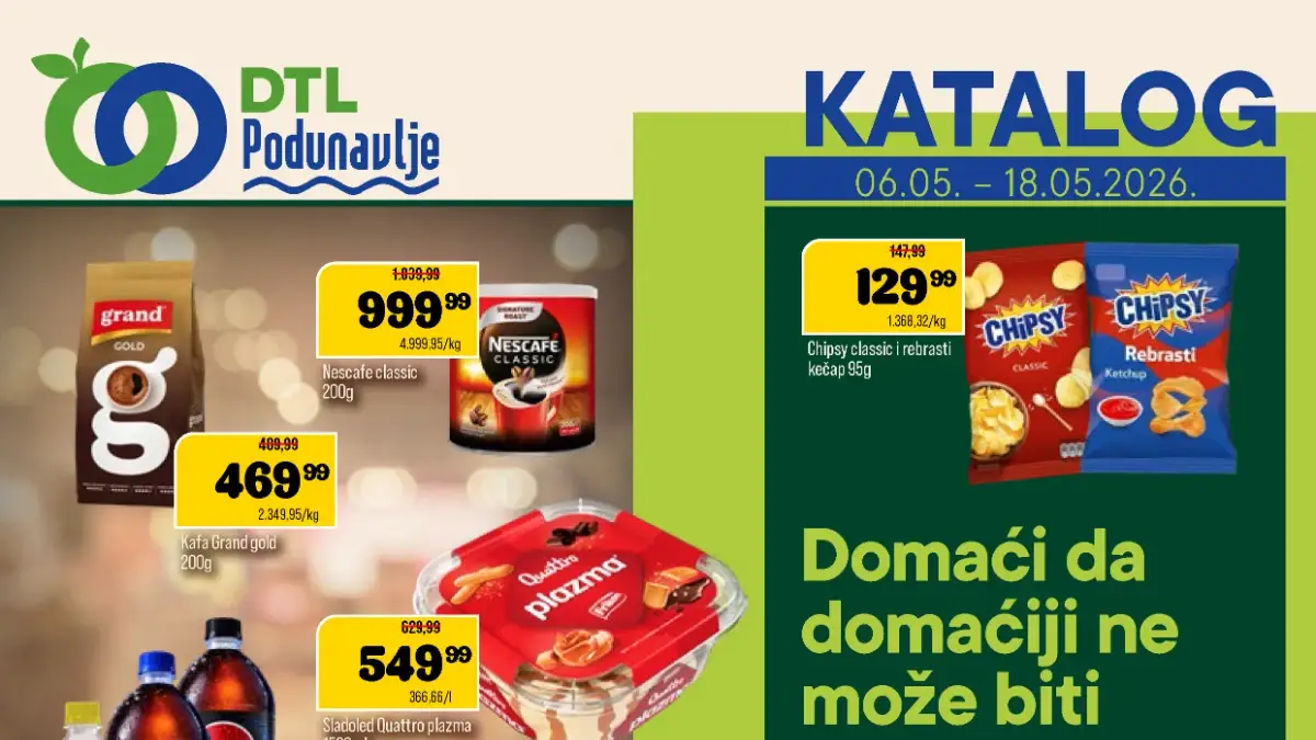 DTL Podunavlje akcija katalog sniženja prehrane, pića i kućne hemije do 18.05.2026