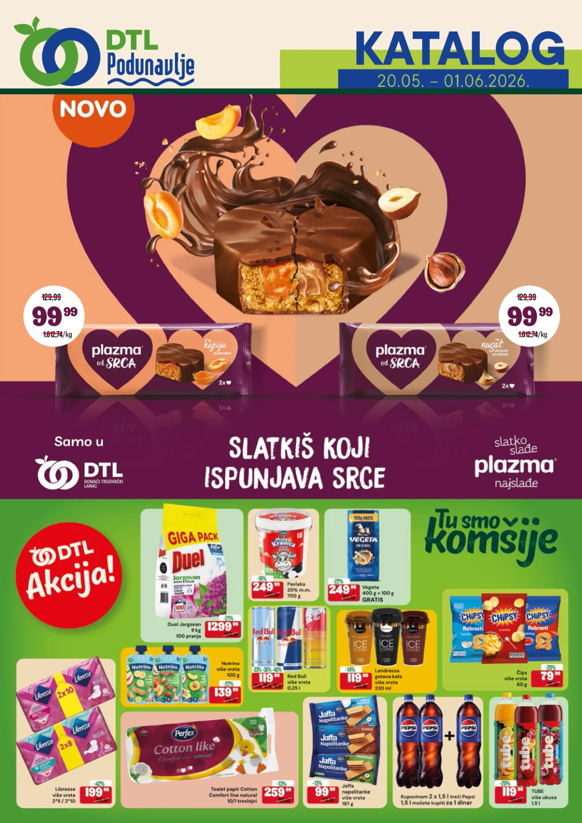 DTL Podunavlje katalog akcija do 01.06.2026 – prehrana, piće, slatkiši i kućna hemija na sniženju