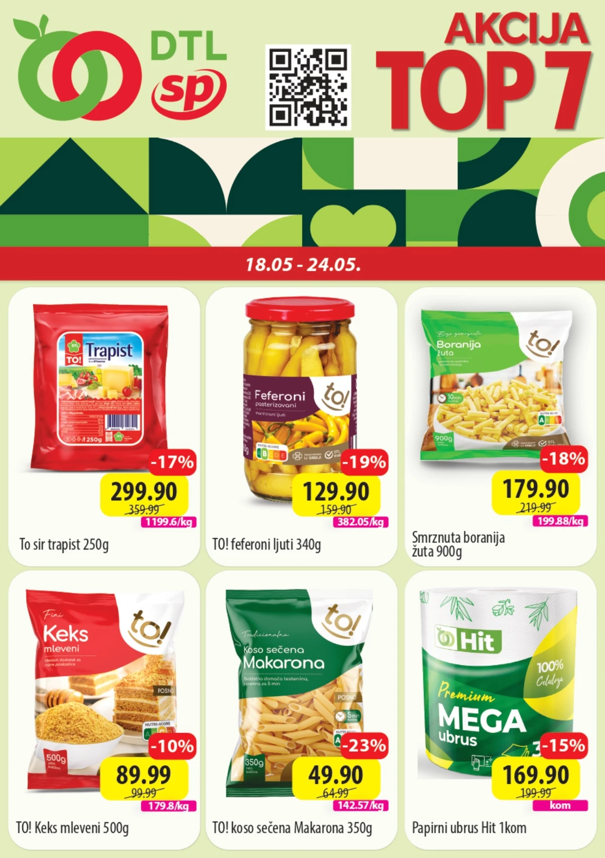 DTL SP marketi TOP 7 katalog do 24.05.2026 – Milka Biscoff, Jubilarna kafa, testenina i Vivax gril akcija