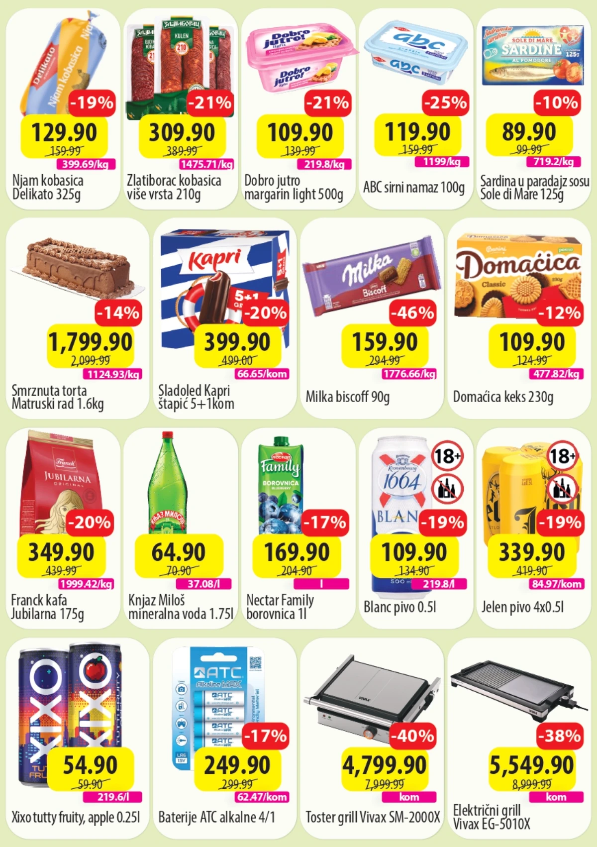 DTL SP marketi akcija druga strana – Milka Biscoff, Jubilarna kafa, Jelen pivo i Vivax gril