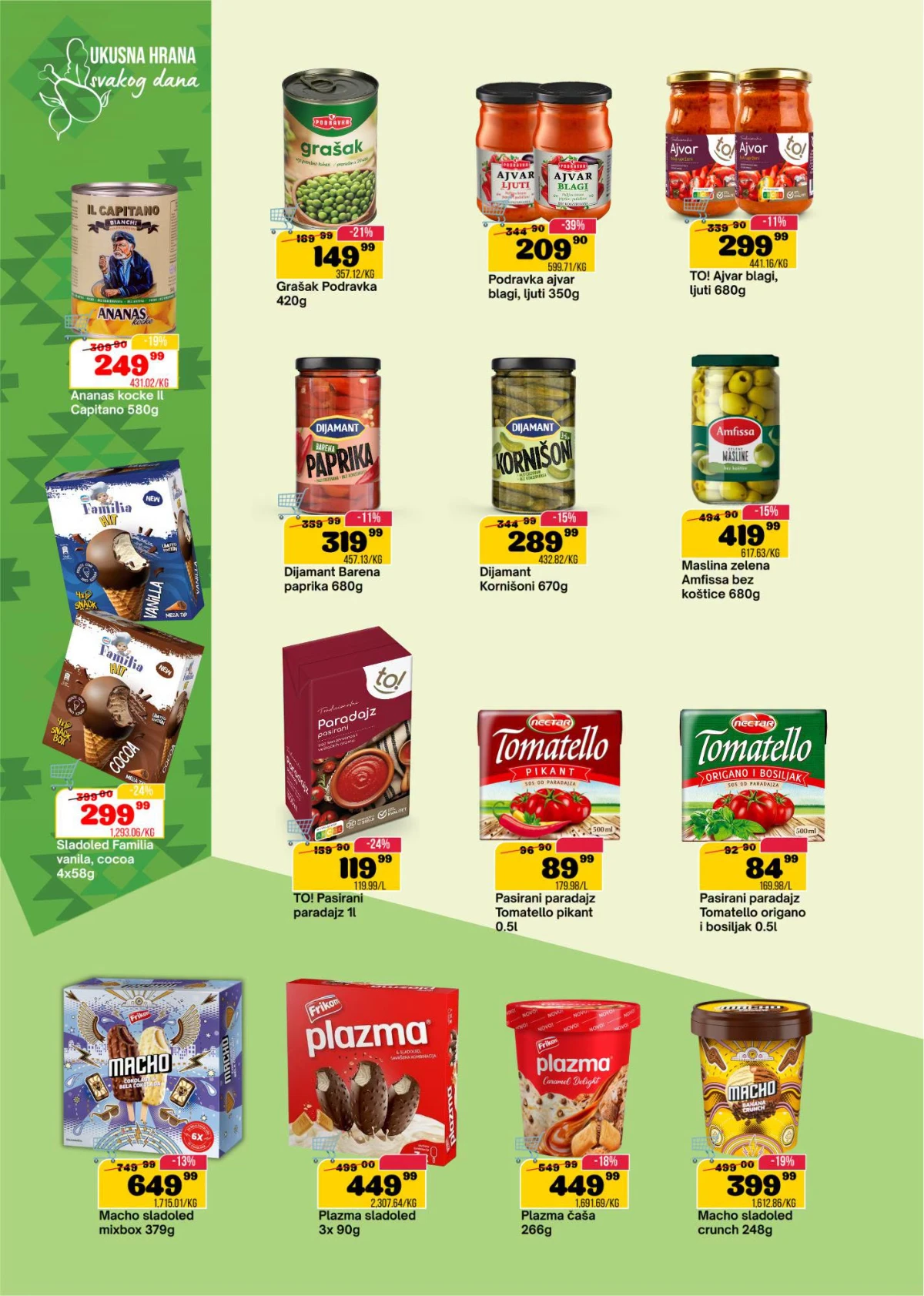 DTL SP Marketi akcija do 29.06.2026 – ajvar, masline, kornišoni, paradajz proizvodi i sladoledi na sniženju