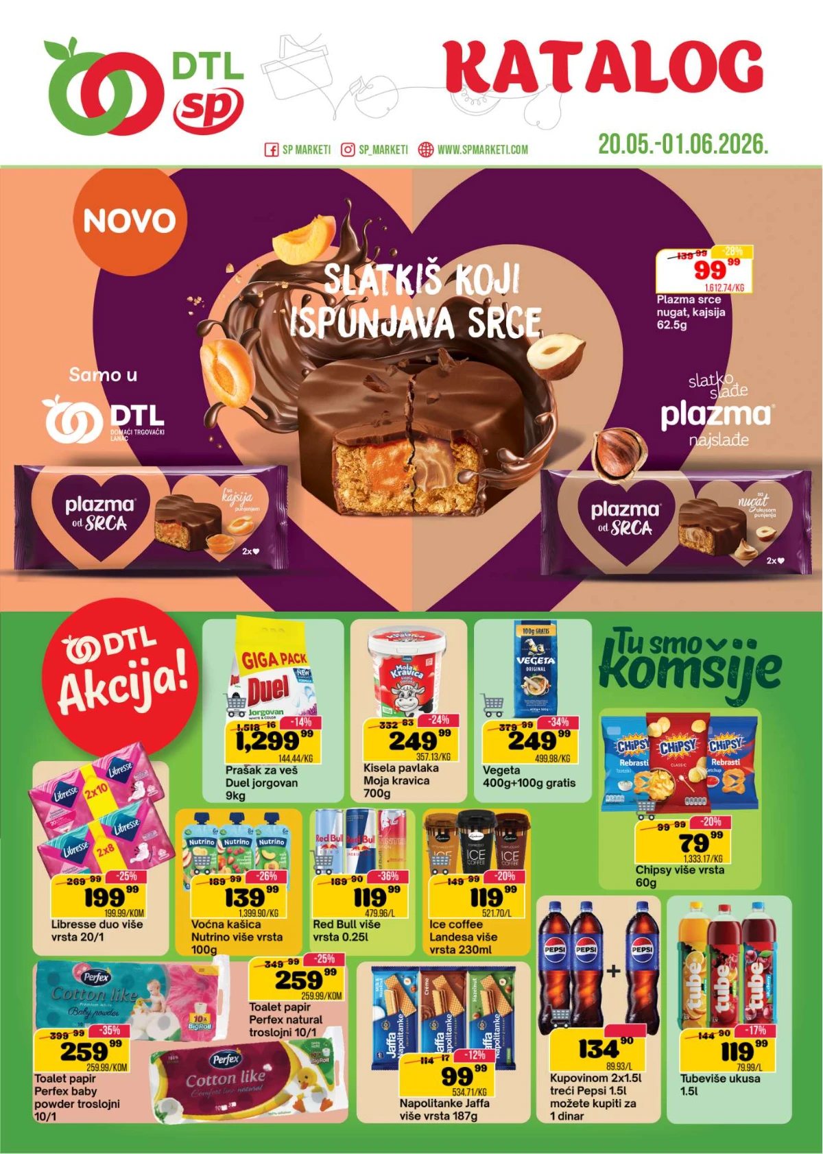 SP Marketi katalog do 01.06.2026 – Plazma, Pepsi, Quattro sladoled, kafa i kućna hemija na sniženju