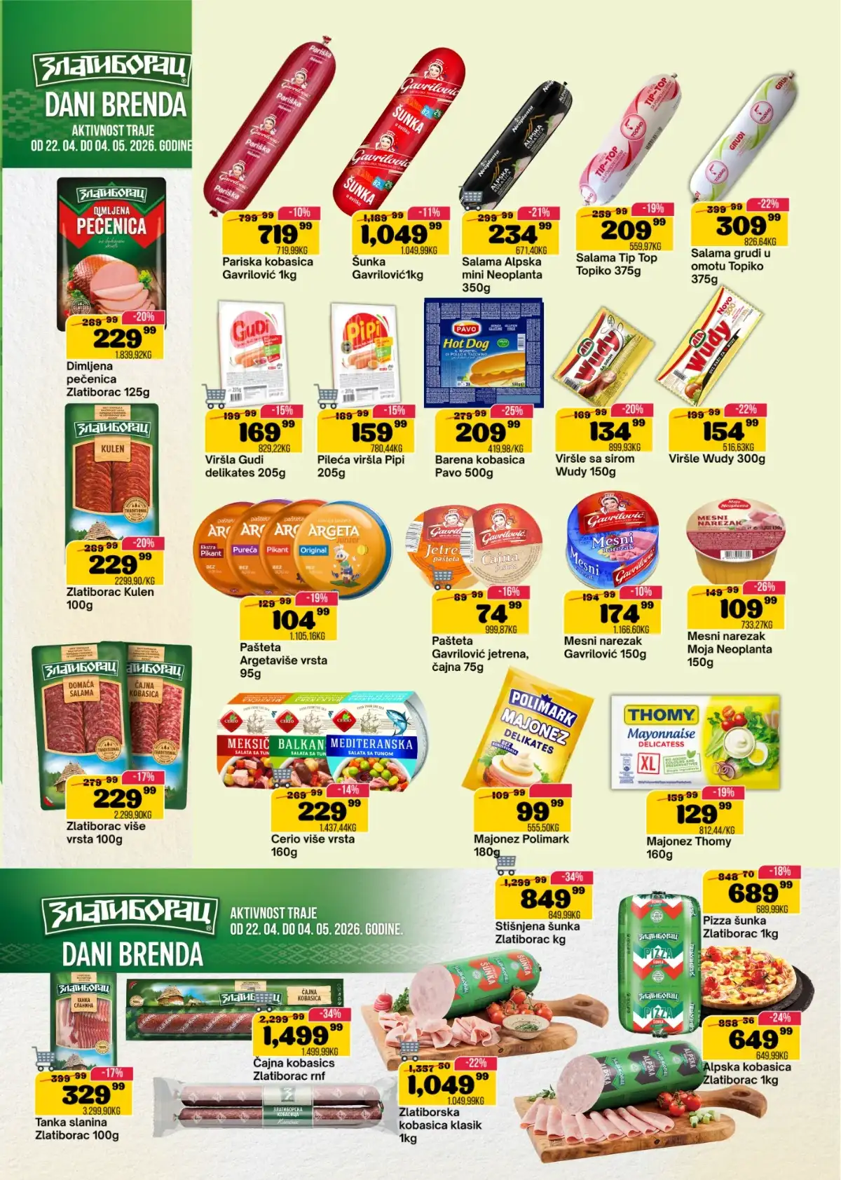 SP Marketi akcija – prehrana i kućne potrepštine na popustu do 04. maja 2026