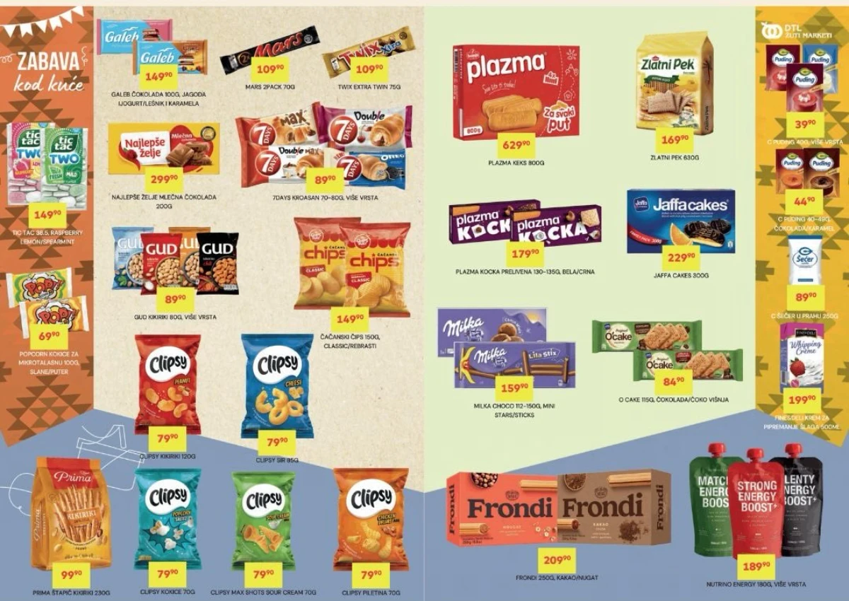 DTL Žuti Marketi katalog 20.05–01.06.2026 – slatkiši, grickalice i keksevi – strana 5 DTL Žuti Marketi akcija do 01.06.2026 – Plazma, Chipsy, Milka i slatkiši po akcijskim cenama
