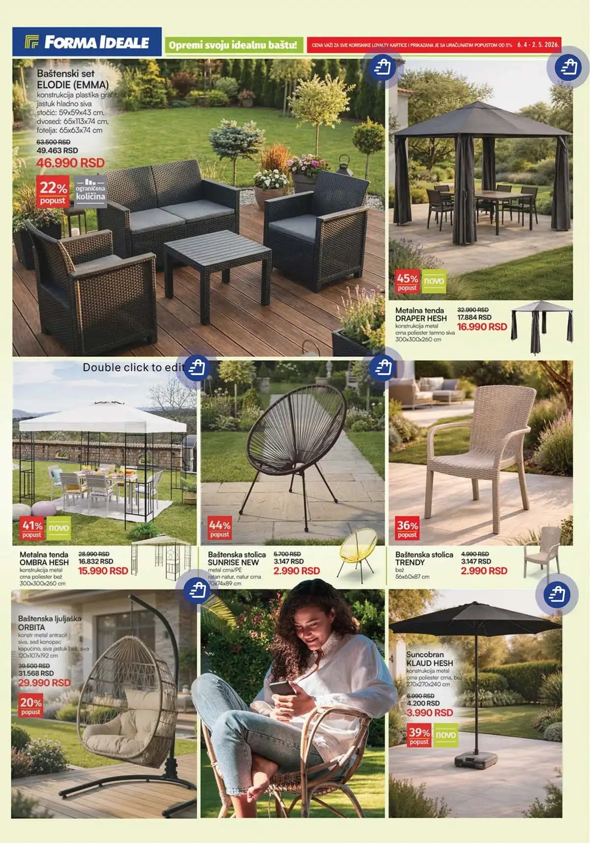 Forma Ideale bašta stolice i dodatna oprema akcija do 02.05.2026