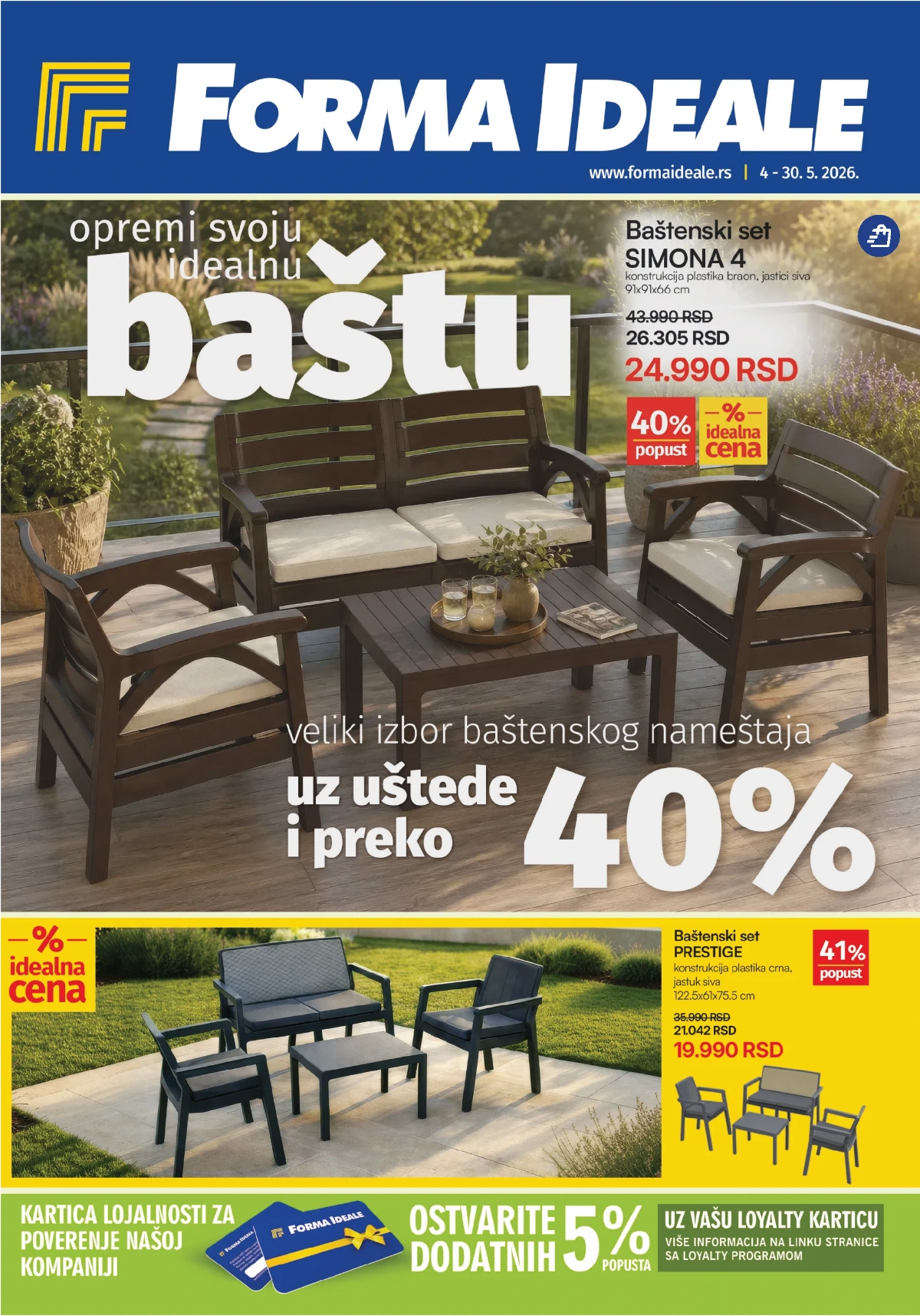 Forma Ideale katalog maj 2026 bastenski namestaj do 58 posto stolice 990 setovi 19990