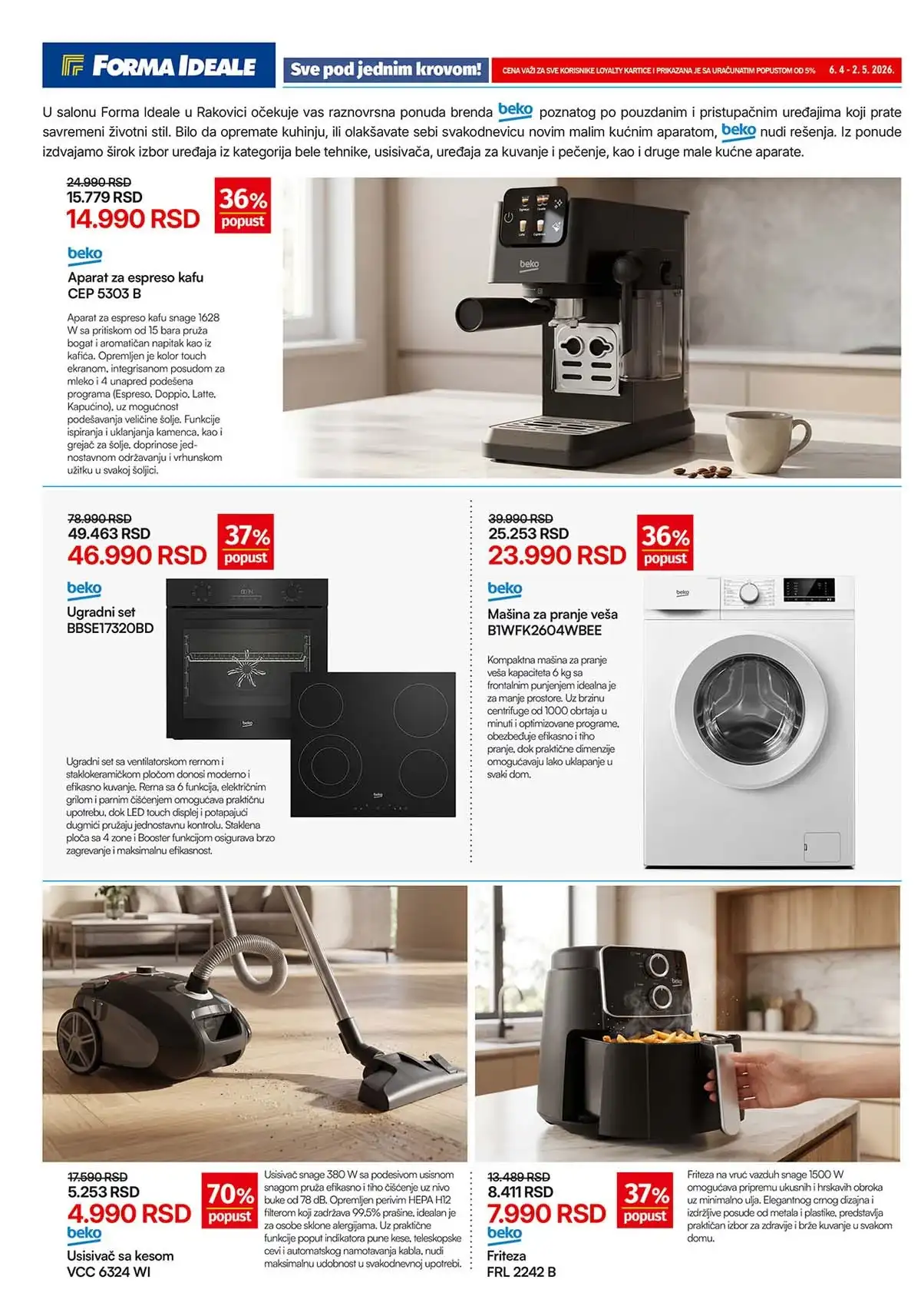 Forma Ideale Rakovica katalog strana 2 – bela tehnika i kućni aparati na akciji do 02.05.2026