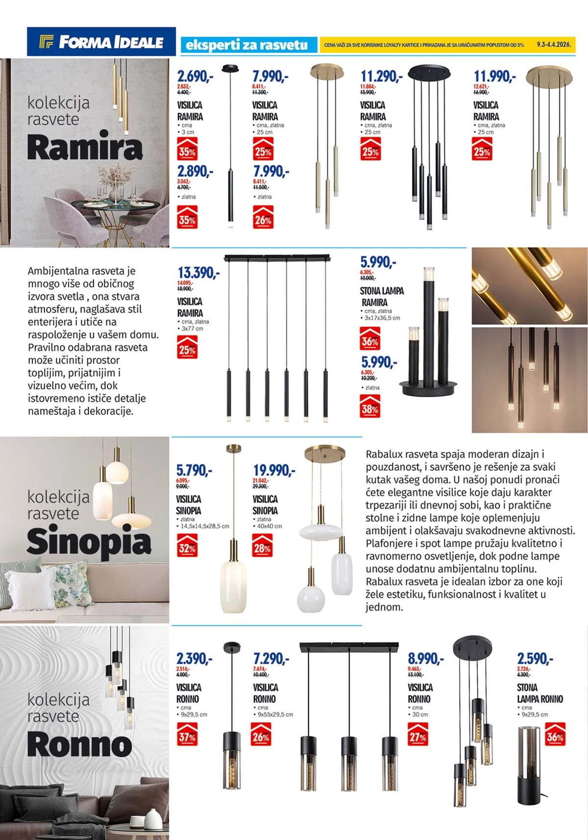 Forma Ideale katalog rasvete – ponuda lampi i lustera na akciji do 4. aprila 2026.