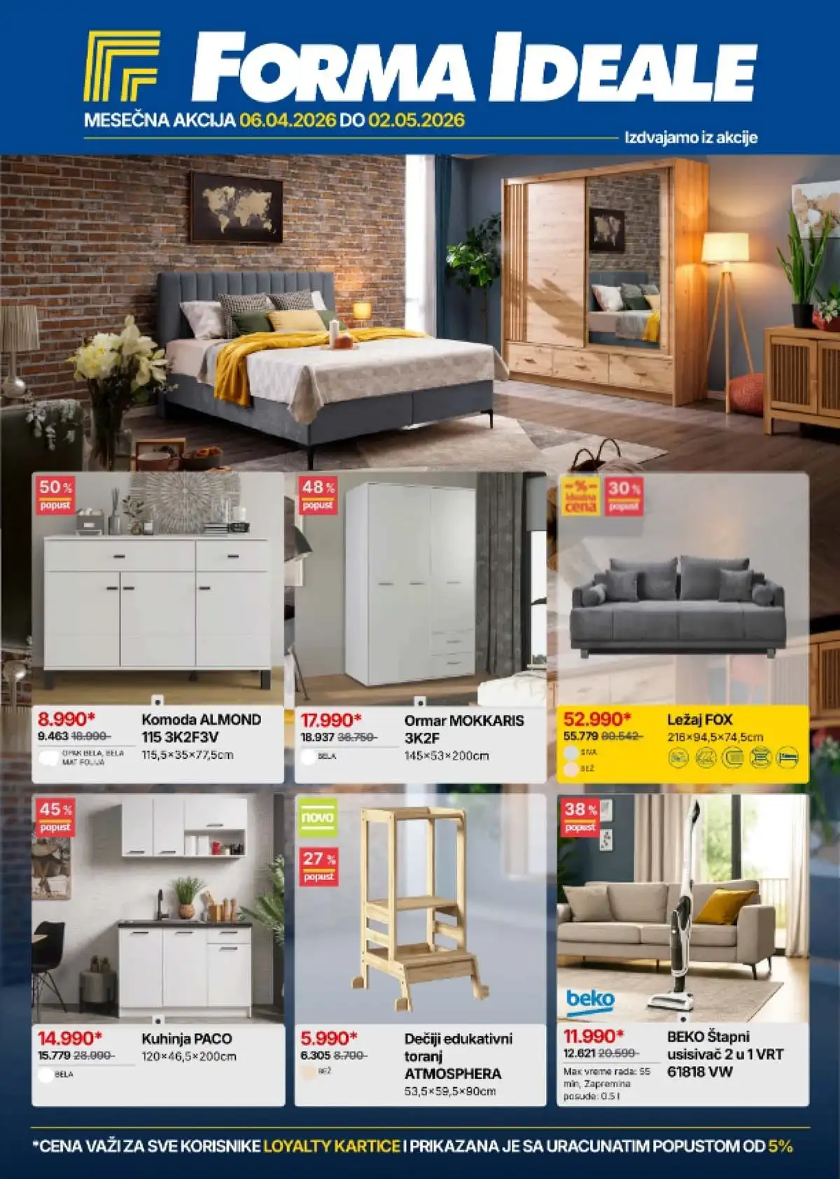 Forma Ideale katalog akcija nameštaja do 50%  – velika sniženja za opremanje doma do 02. maja 2026.