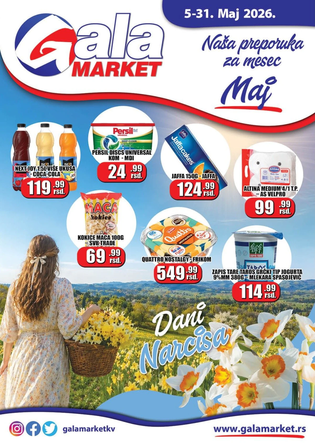 Gala Market katalog maj 2026 – akcija prehrane, slatkiša i kućne hemije do 31. maja 2026.
