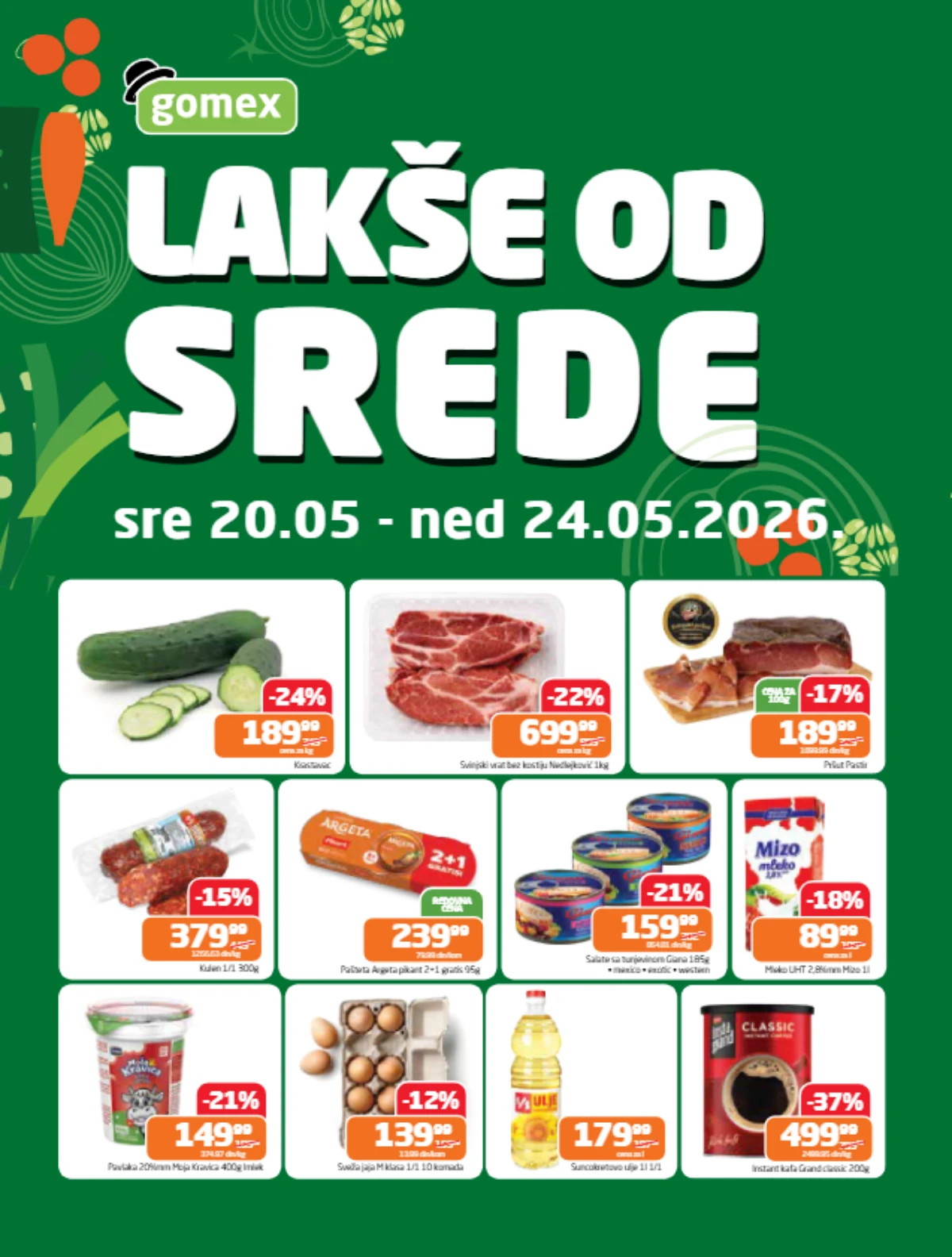 Gomex Lakše od srede katalog akcija do 24.05.2026 – meso, kafa, pivo i prehrambeni proizvodi na popustu u Srbiji