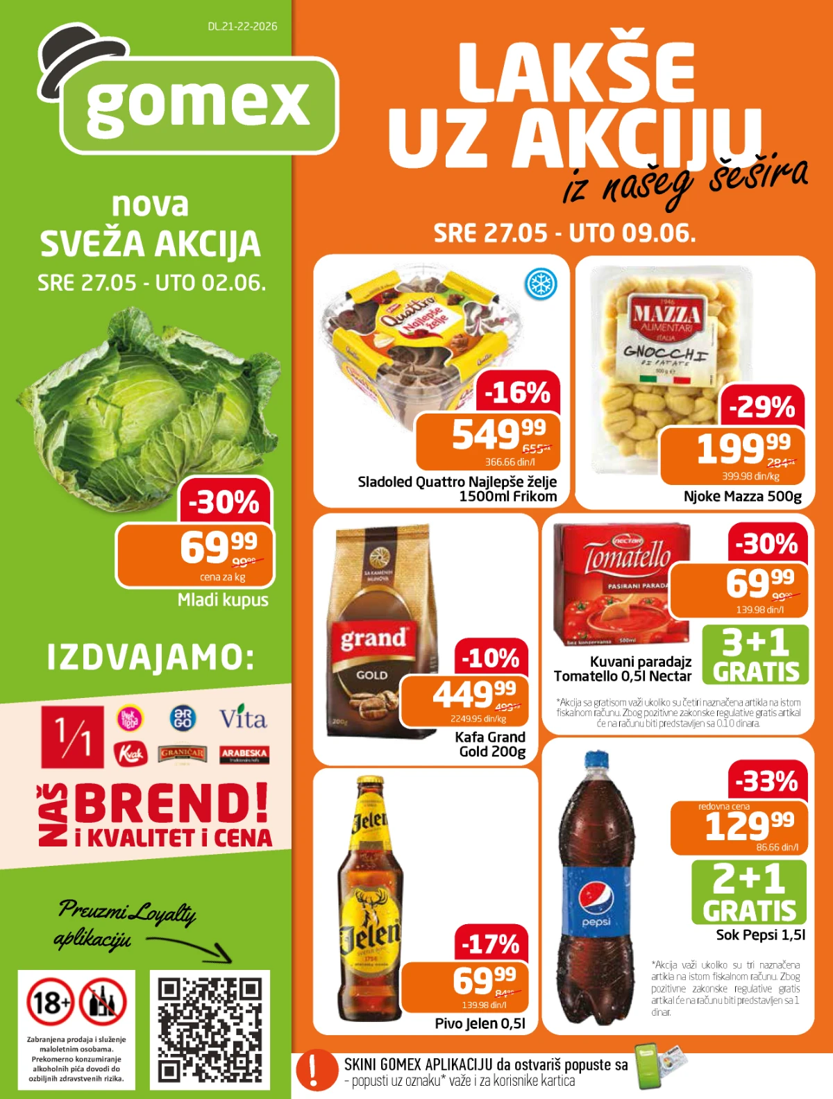 Gomex akcija do 50 posto 27.05–09.06.2026 – sveža ponuda, kafa, piće i prehrana po nižim cenama