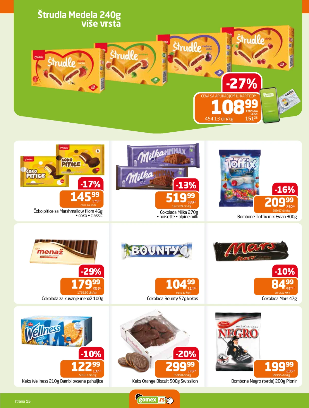 Gomex akcija 27.05–09.06.2026 – Milka, Toffix i Medela štrudle