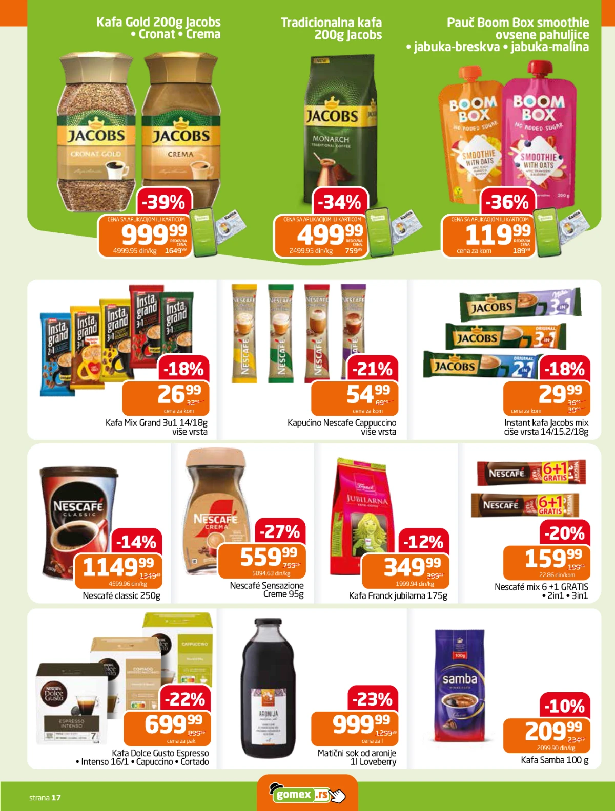 Gomex akcija 27.05–09.06.2026 – Jacobs kafa, Nescafe i instant napici
