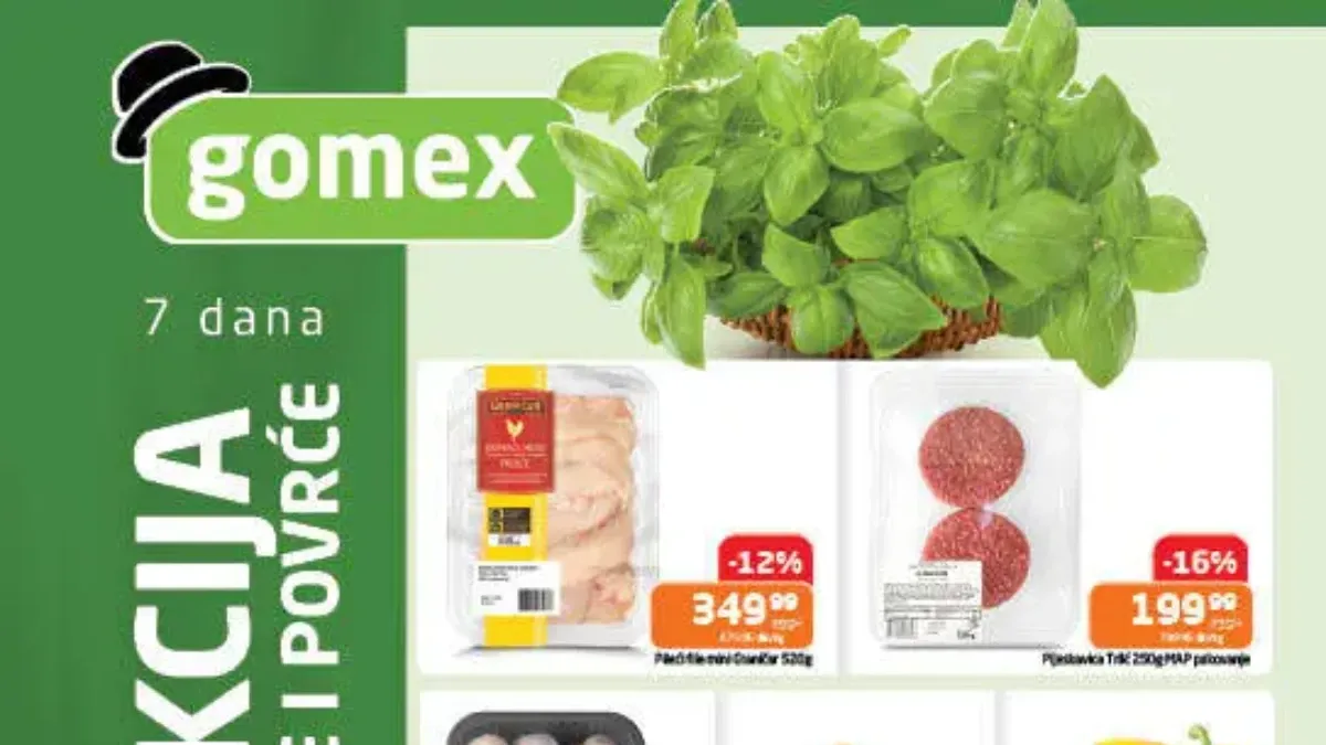 Gomex sveža akcija do 28% popusta na voće, povrće i meso do 23.06.2026