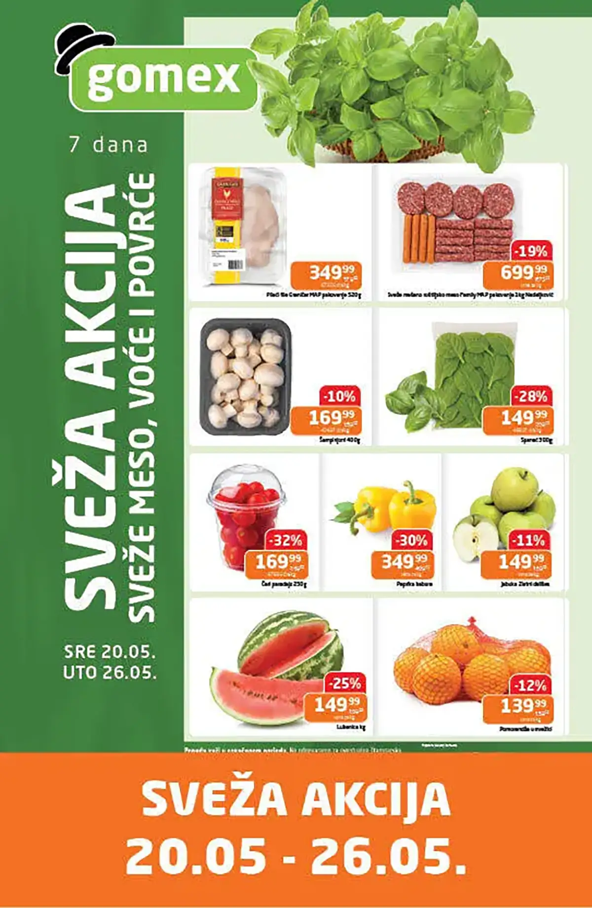 Persu akcija – paradajz 299,90 RSD, zelena salata 69,90 RSD, krastavac 139,90 RSD i kupus sniženje do 03.05.2026