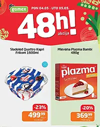 Gomex 48h akcija 04–05.05.2026 sladoled Quattro Kapri i Plazma na snizenju do 23 posto
