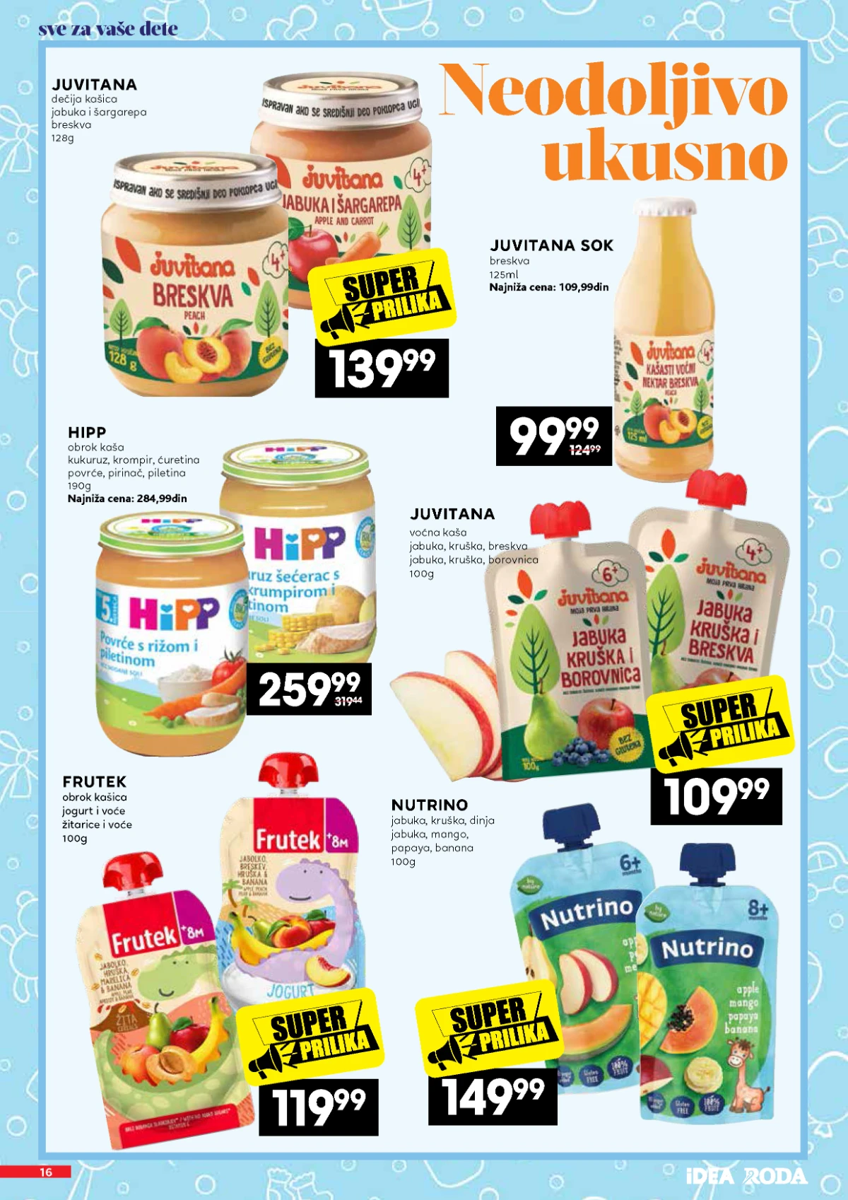 Juvitana, Hipp, Frutek i Nutrino dečija hrana na akciji