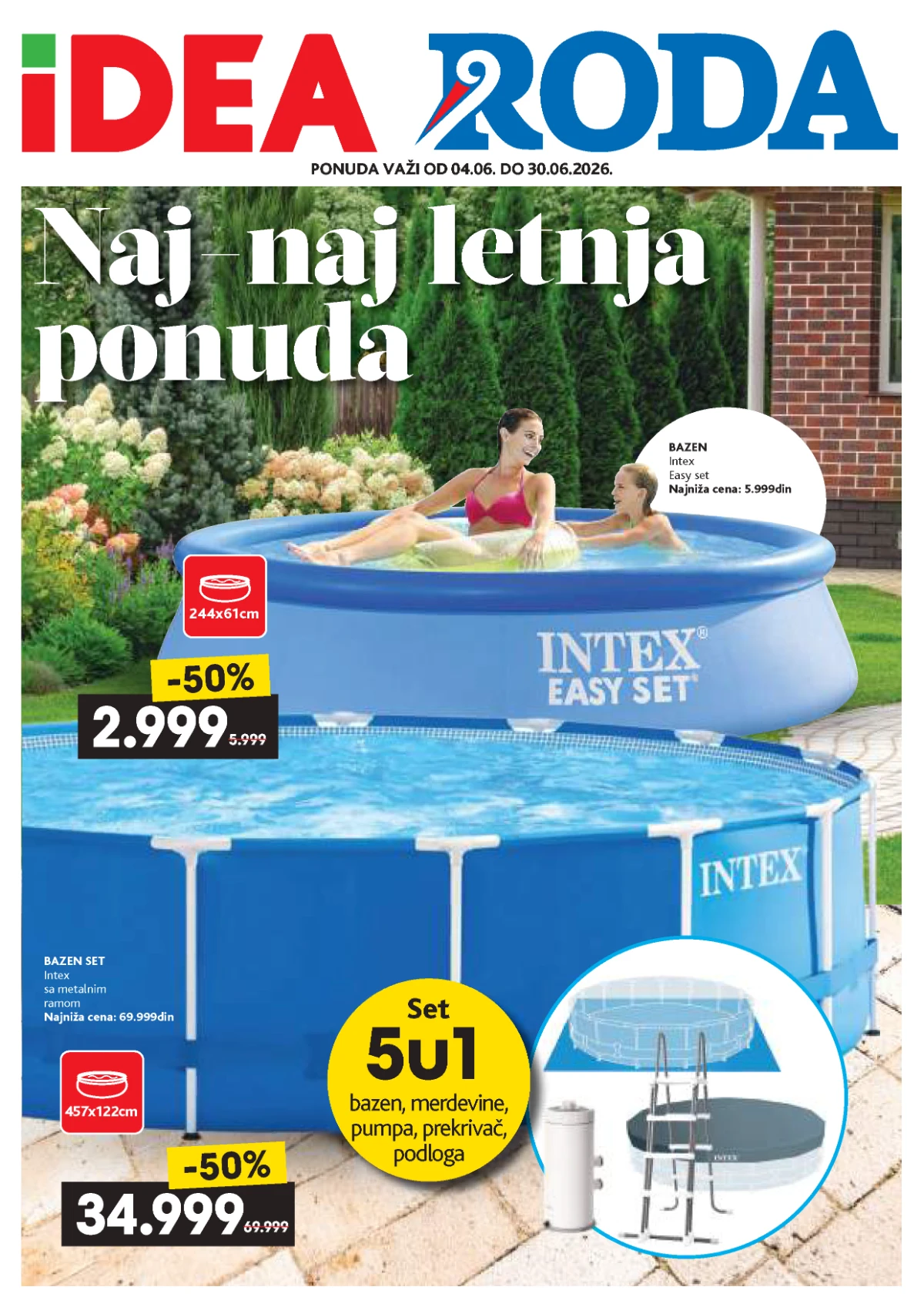 IDEA i RODA Naj-naj letnja ponuda do 30.06.2026 – bazeni i oprema za bazene na sniženju