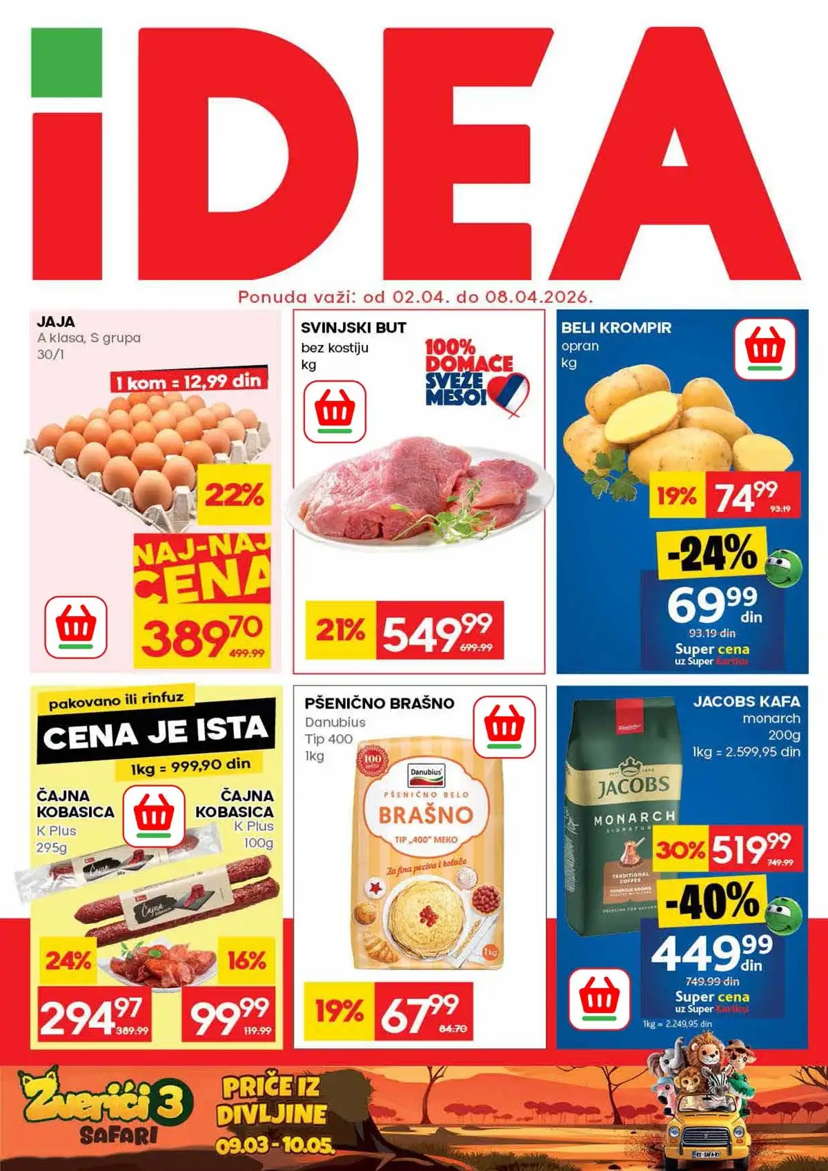 IDEA akcija – popusti do 56% na prehranu i kućne proizvode do 08.04.2026
