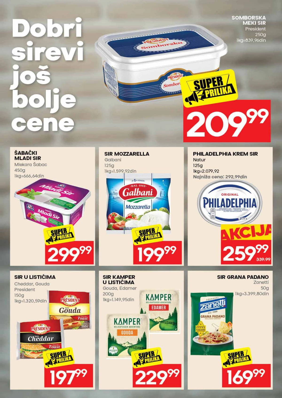 IDEA katalog do 10.06.2026 – sirevi i mlečni proizvodi na akciji IDEA akcija strana 9 – mozzarella, mladi sir i Philadelphia krem sir na sniženju